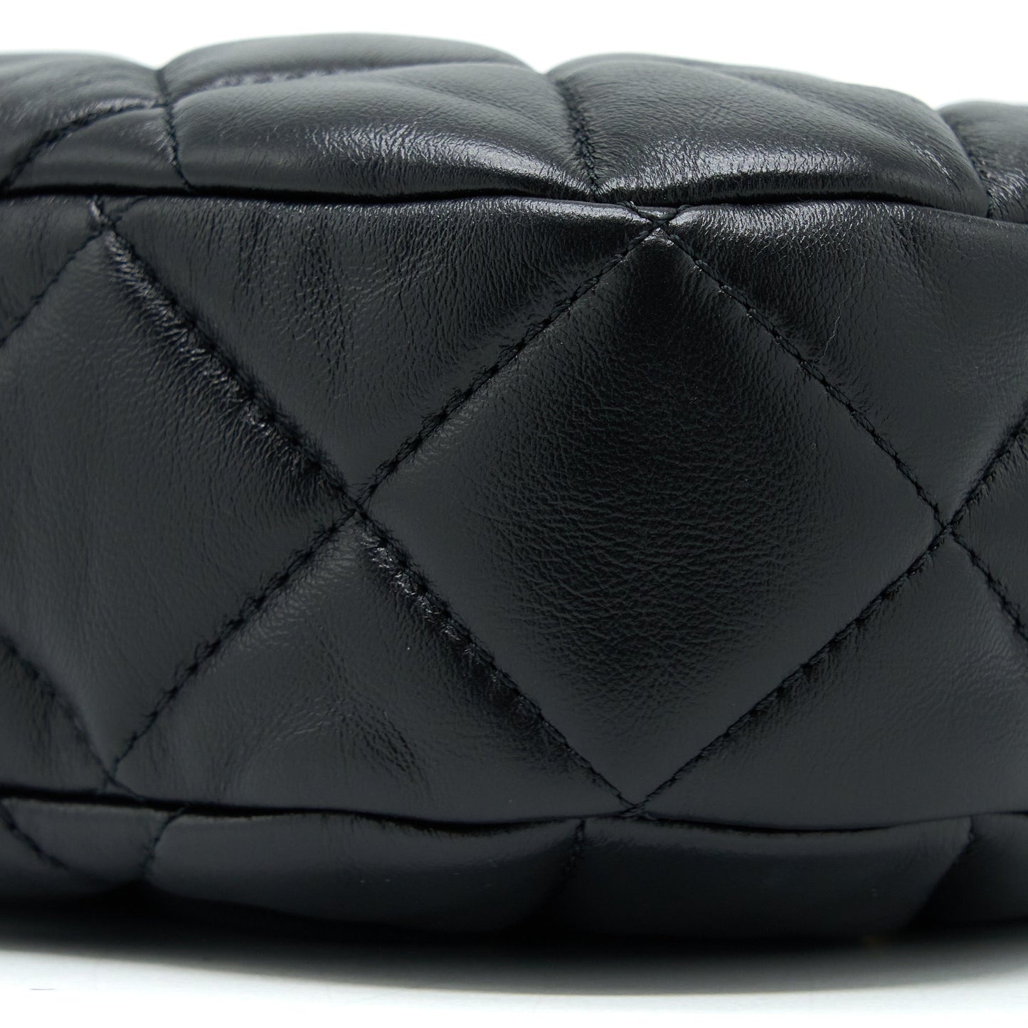Chanel Quilted Hobo Crossbody Bag Lambskin Black Brushed  (Microchip)