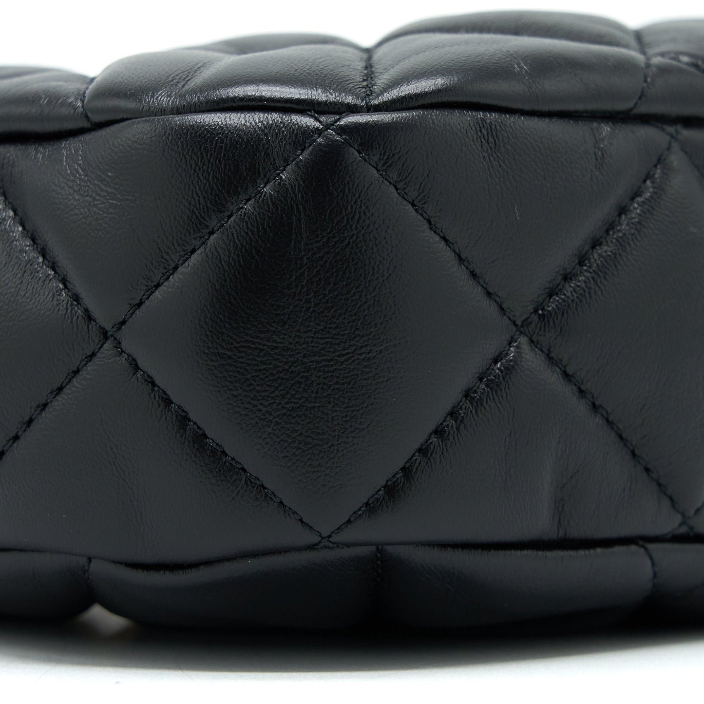 Chanel Quilted Hobo Crossbody Bag Lambskin Black Brushed  (Microchip)