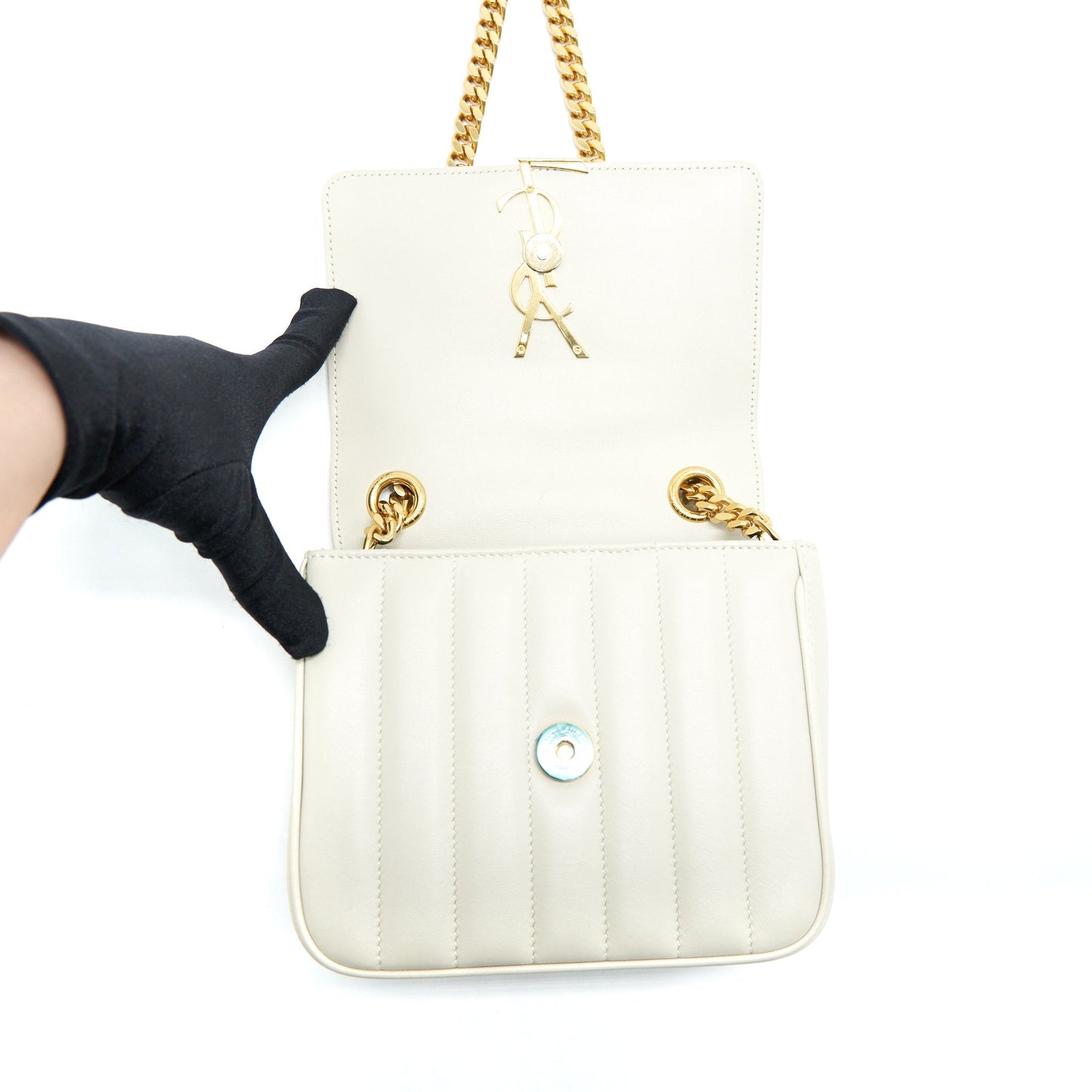 Saint Laurent Vicky Chain Purse Light Beige