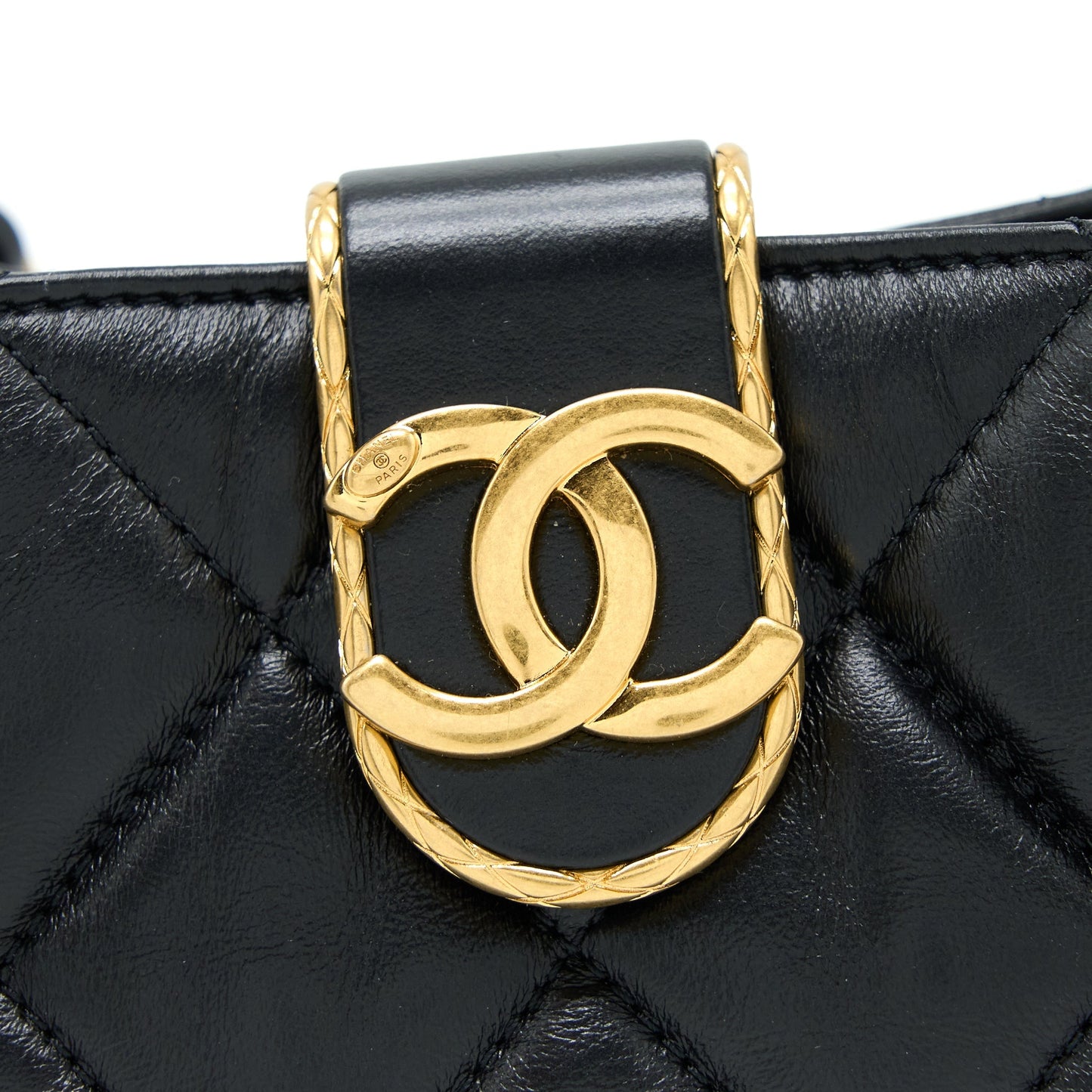 Chanel Quilted Hobo Crossbody Bag Lambskin Black Brushed  (Microchip)