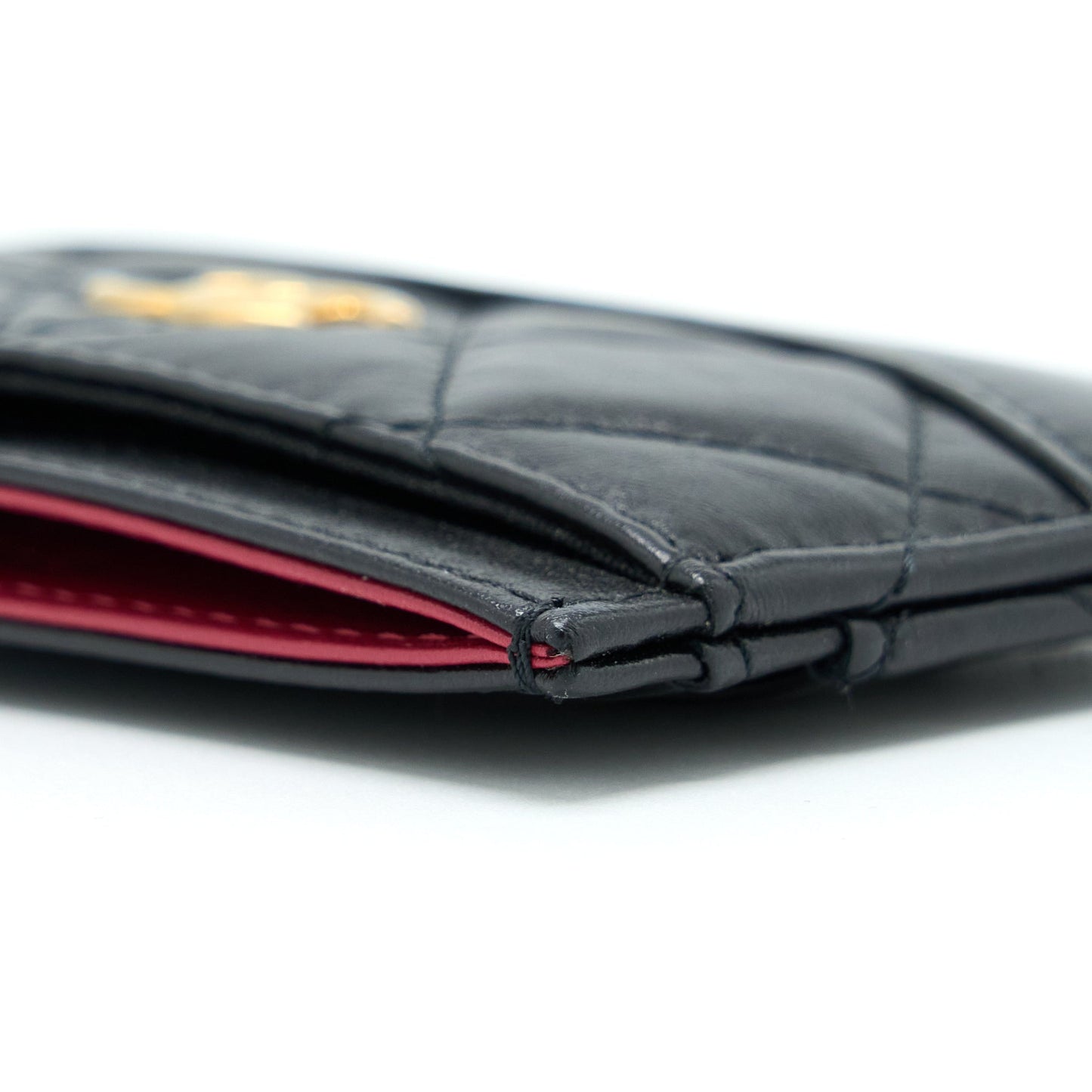 Chanel Gabrielle Card Holder Aged Calfskin Black