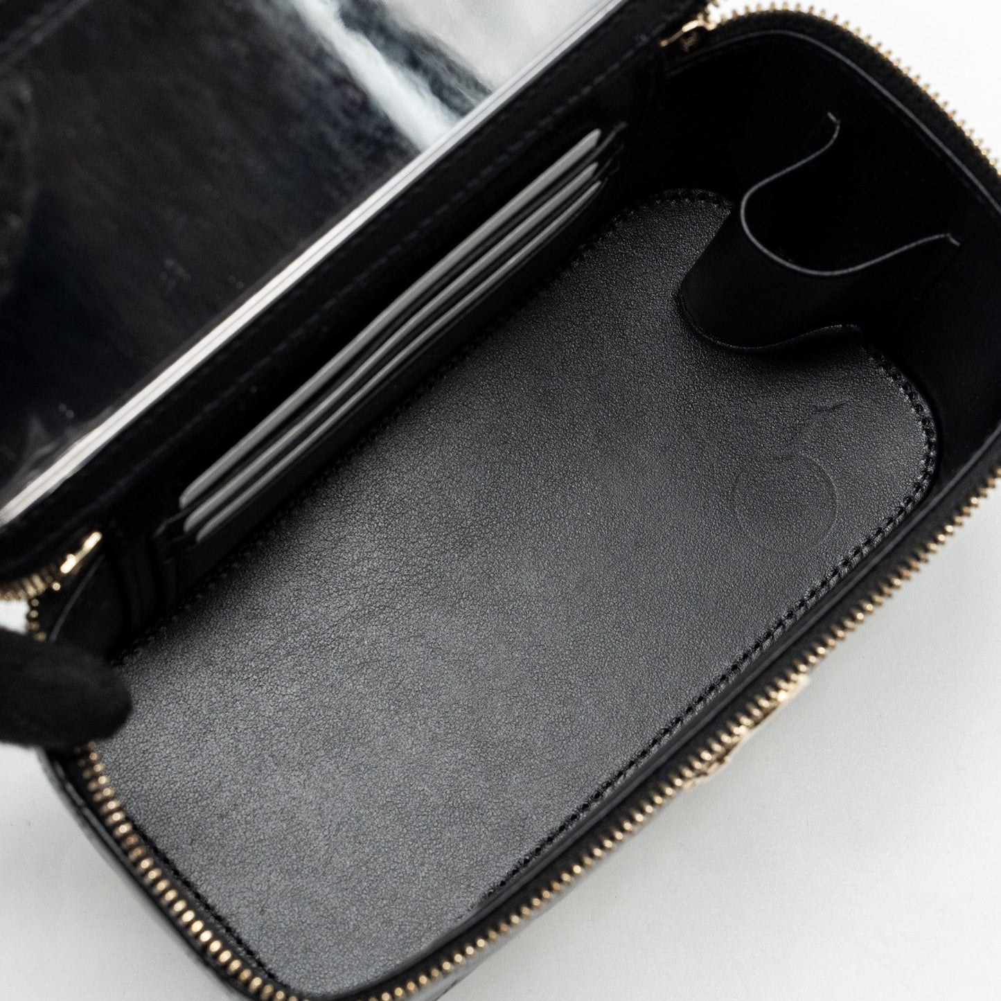 Chanel long vanity case with charms chain Calfskin Black L (microchip)