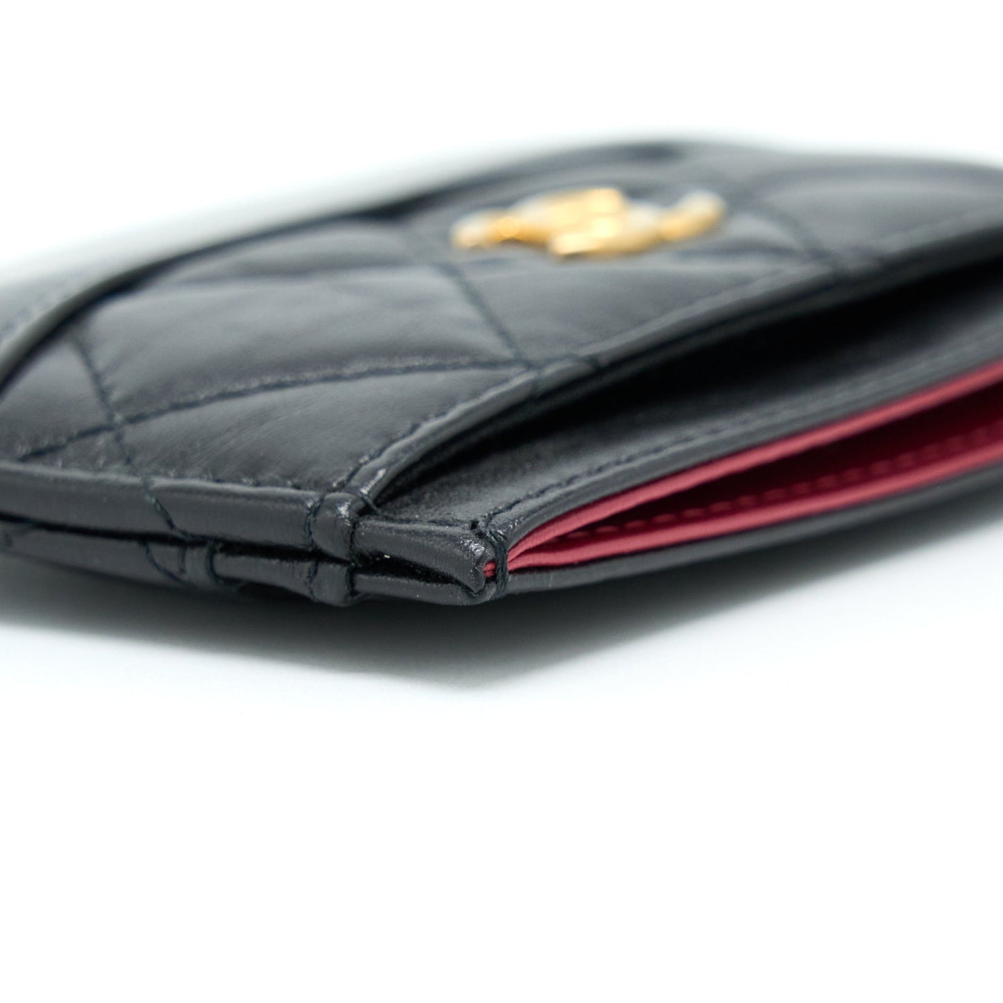 Chanel Gabrielle Card Holder Aged Calfskin Black