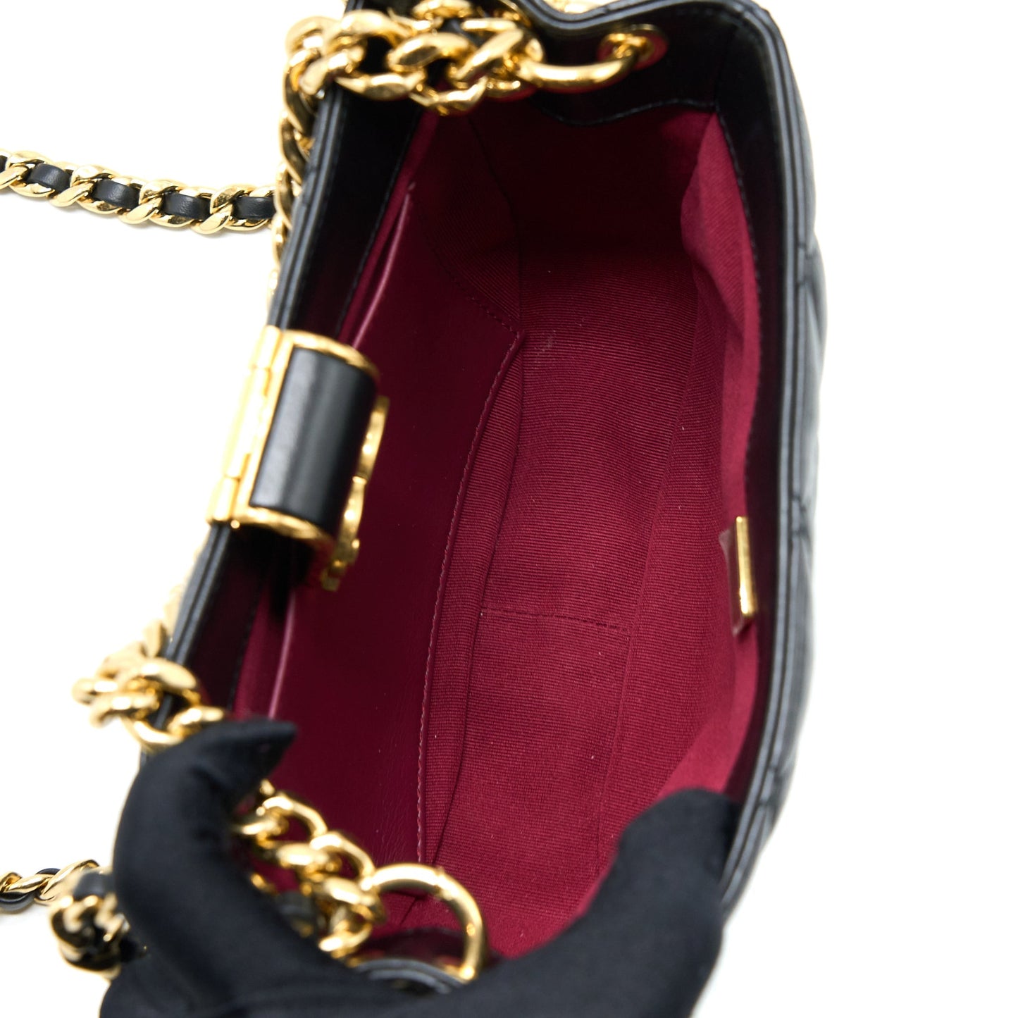 Chanel Quilted Hobo Crossbody Bag Lambskin Black Brushed  (Microchip)