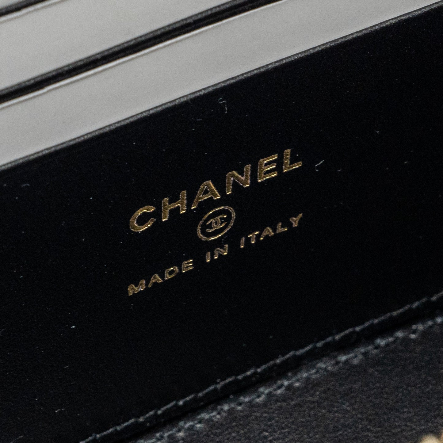 Chanel long vanity case with charms chain Calfskin Black L (microchip)