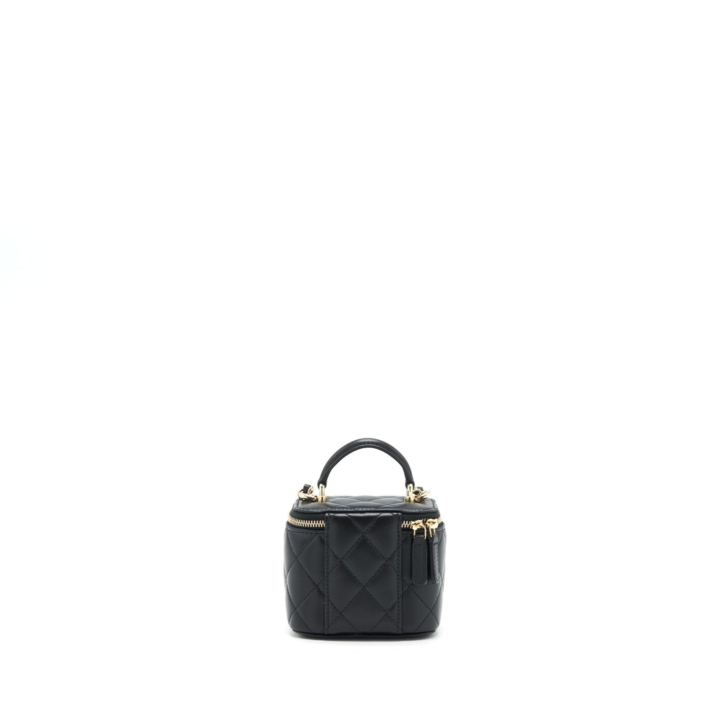 Chanel 22P Top Handle Mini Vanity With Chain Lambskin Black L