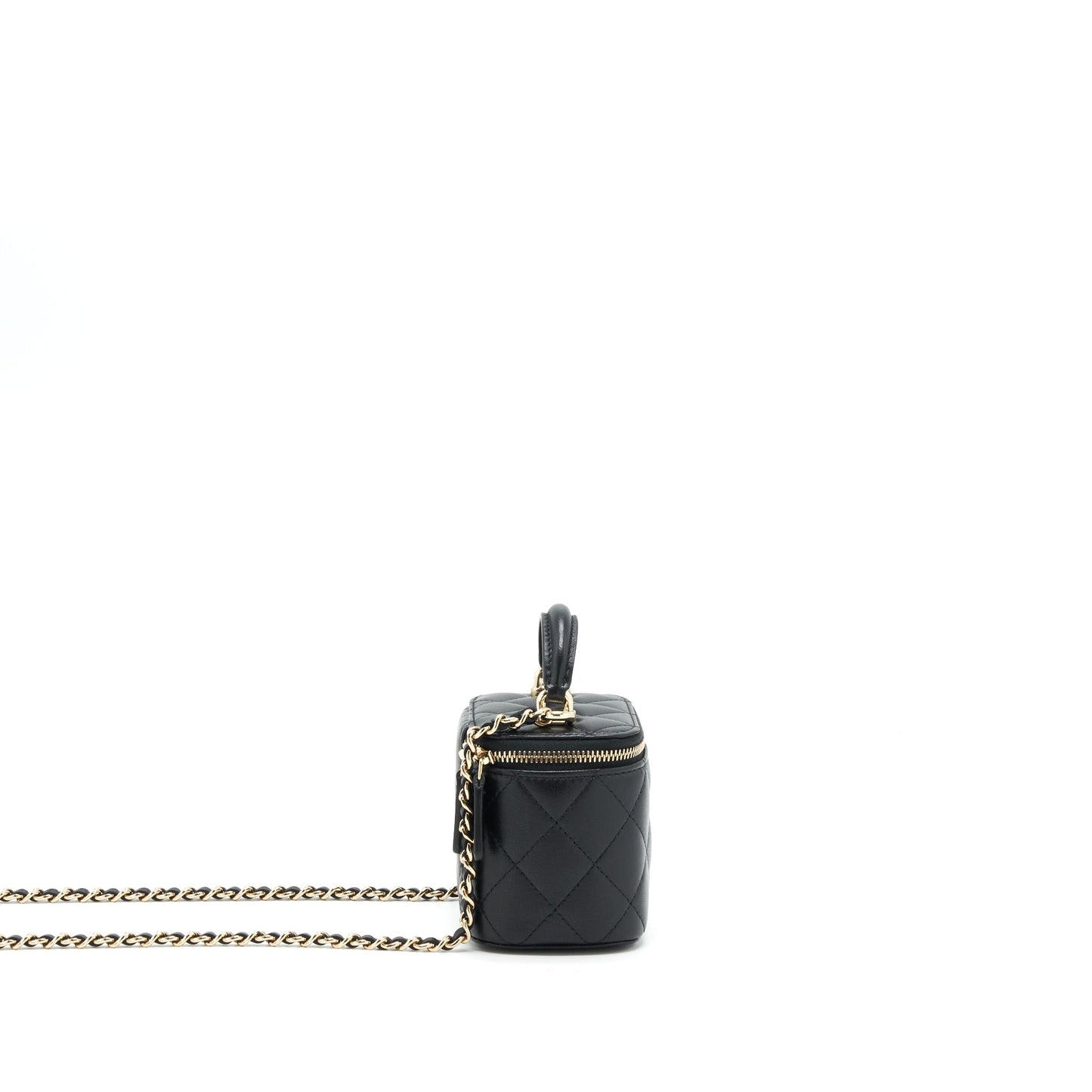 Chanel 22P Top Handle Mini Vanity With Chain Lambskin Black L