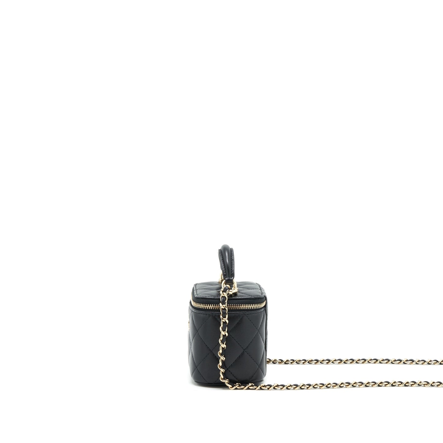 Chanel 22P Top Handle Mini Vanity With Chain Lambskin Black L