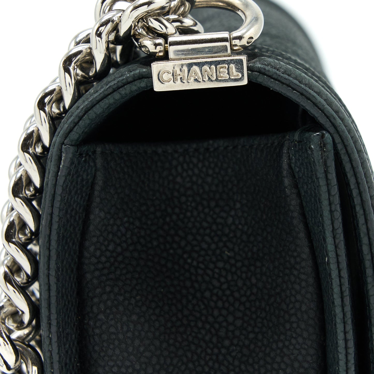Chanel Medium Boy Bag Grained Calfskin Black