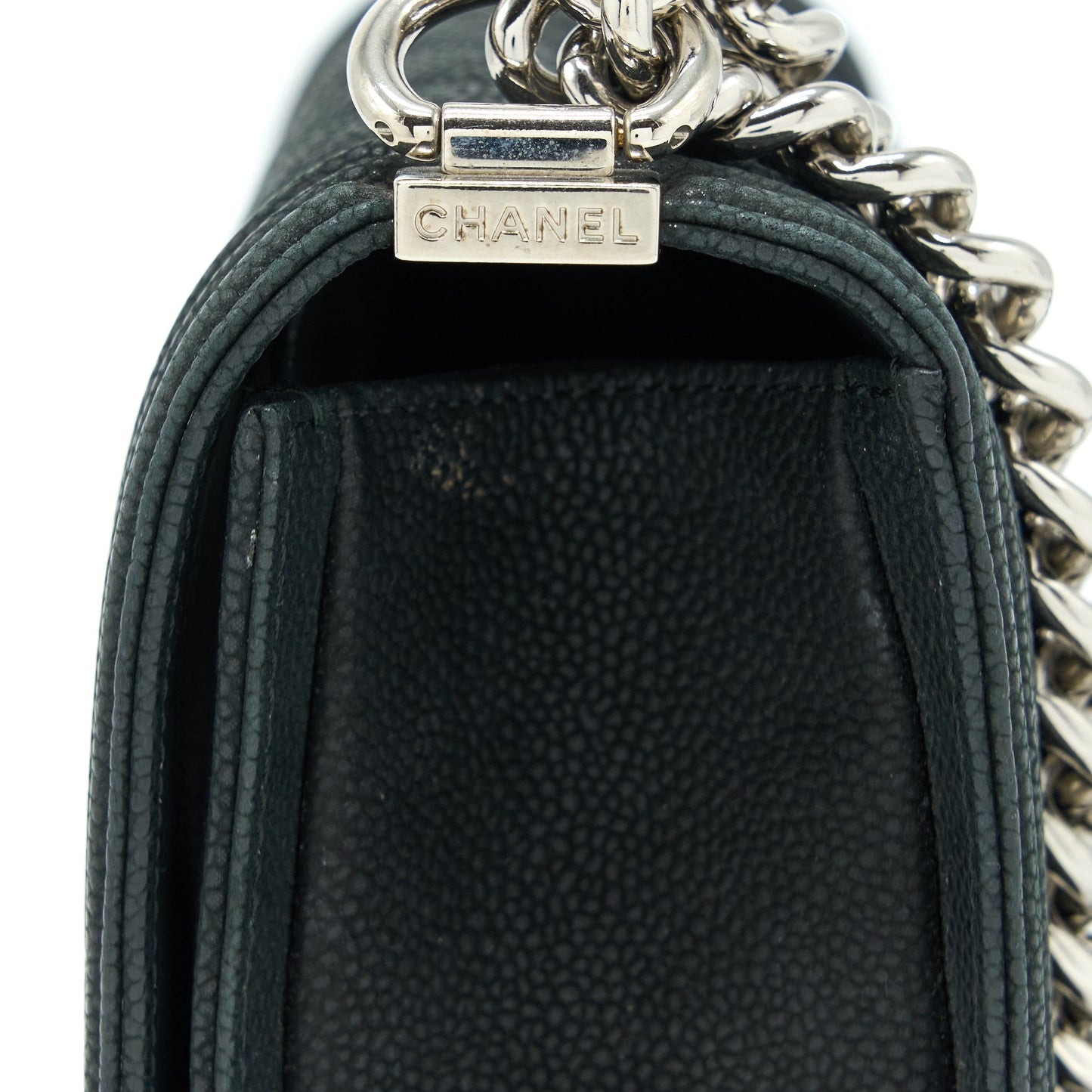 Chanel Medium Boy Bag Grained Calfskin Black