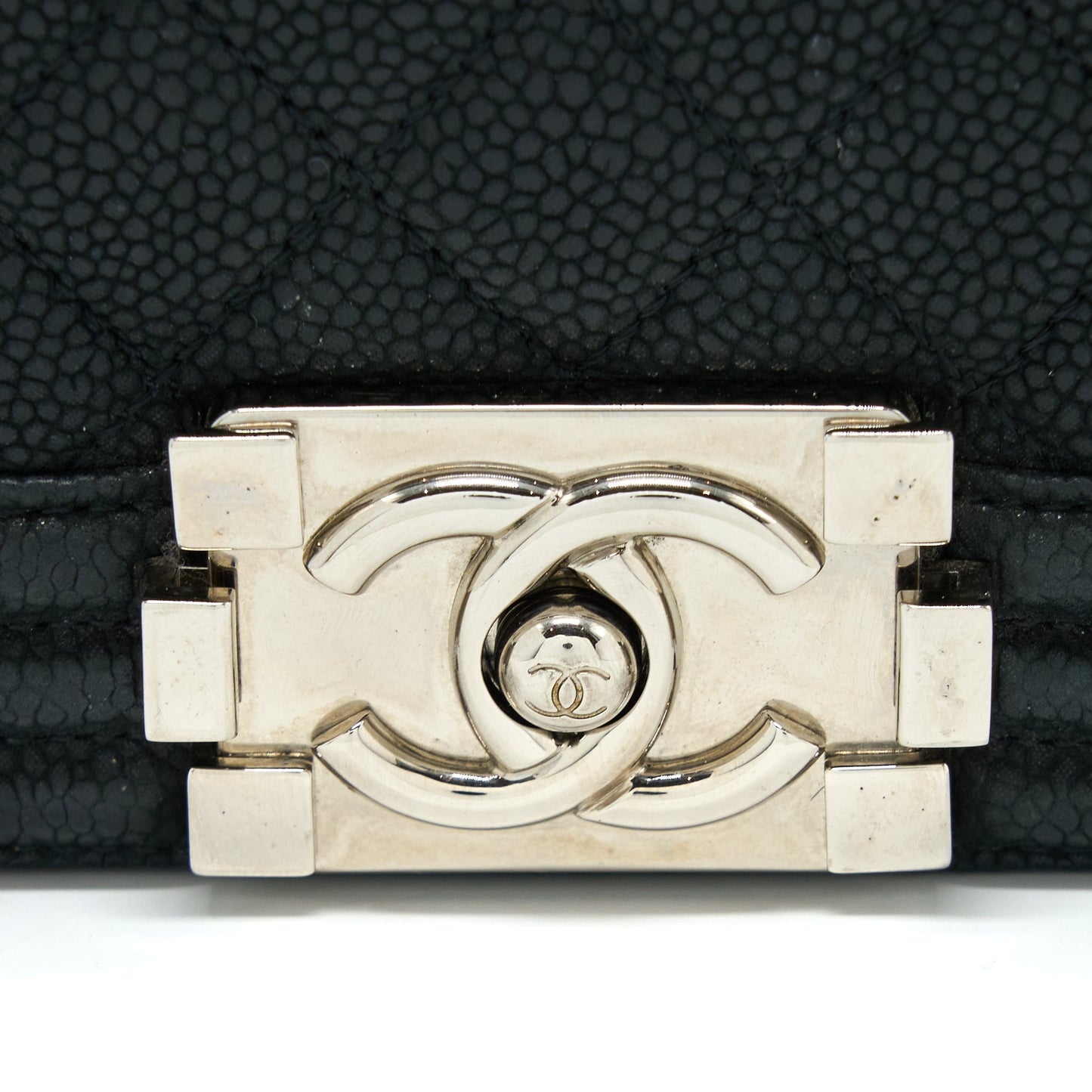 Chanel Medium Boy Bag Grained Calfskin Black