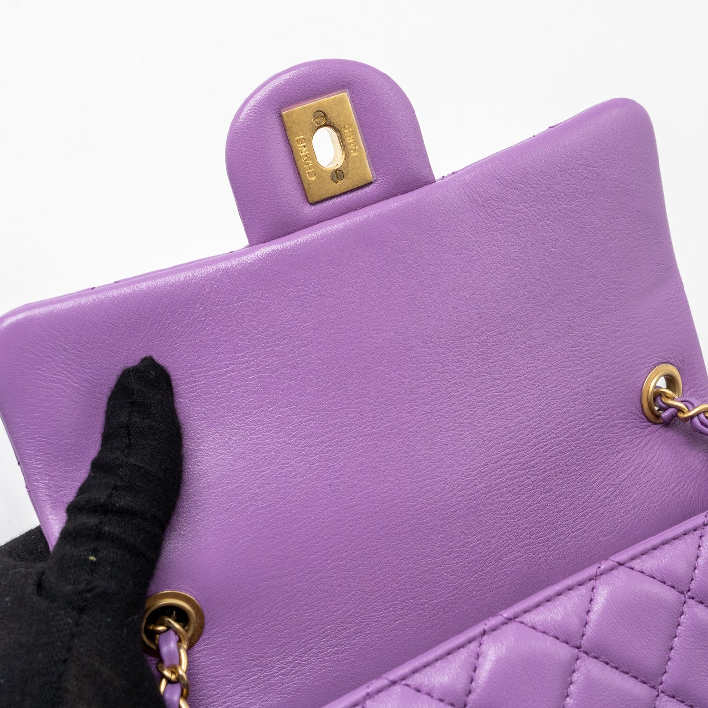 Chanel 22s Pearl Crush Mini Rectangular Flap Bag Lambskin Purple  (microchip)
