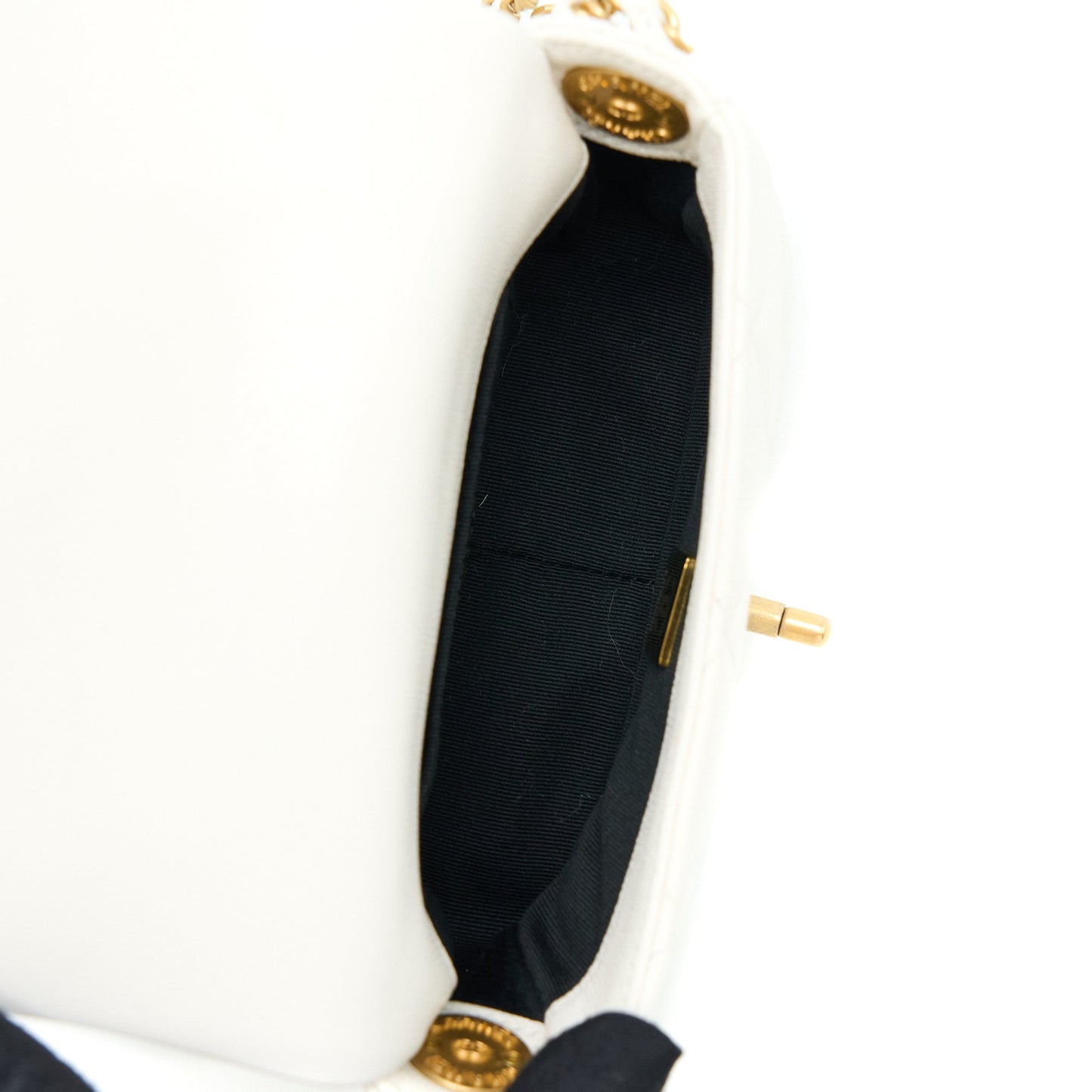 Chanel 22A Small Flap Bag Caviar White With  (Microchip)