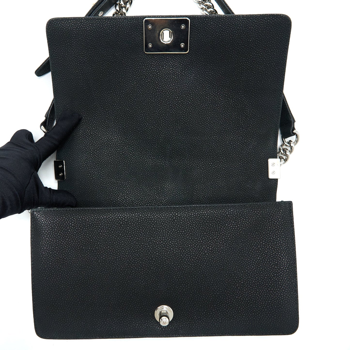 Chanel Medium Boy Bag Grained Calfskin Black