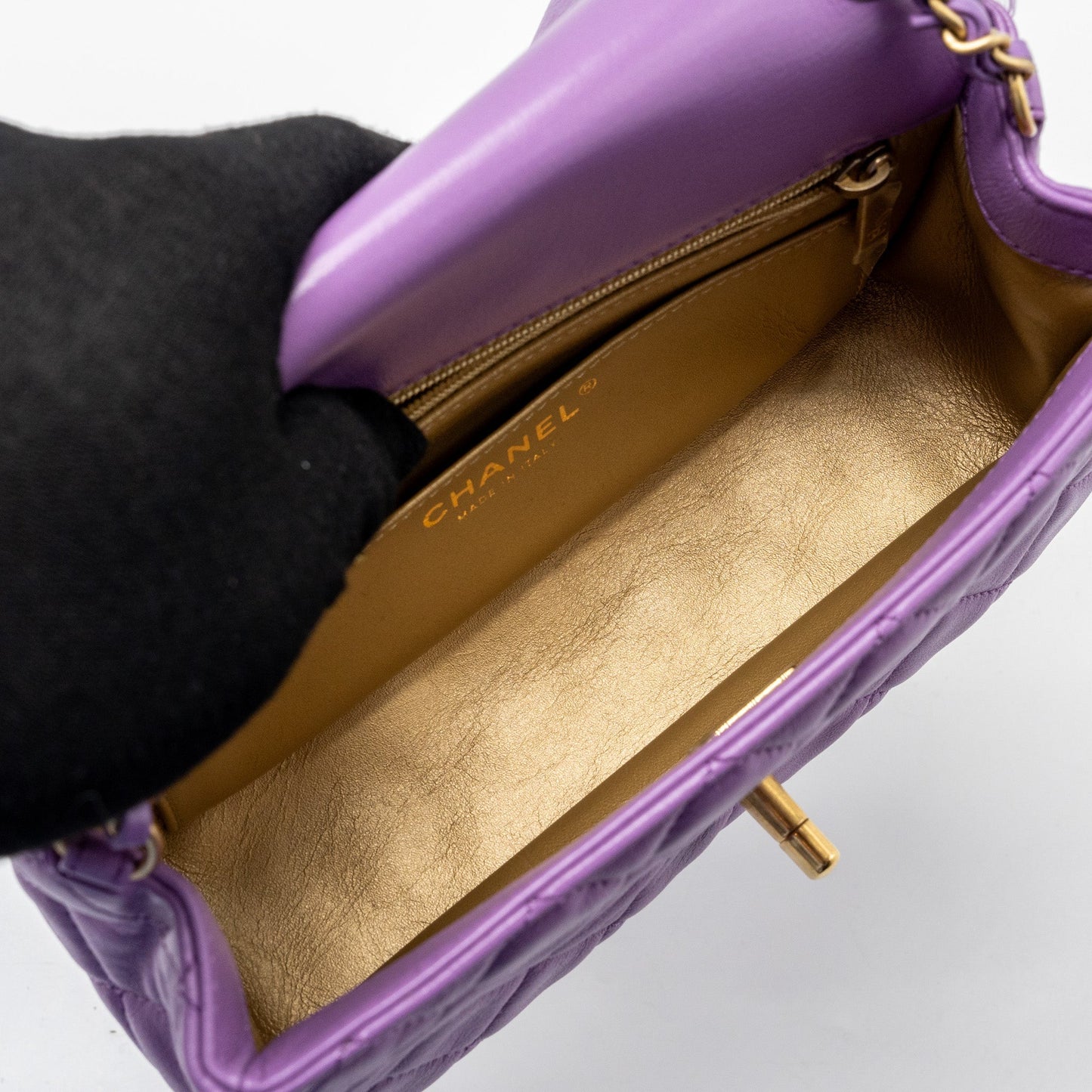 Chanel 22s Pearl Crush Mini Rectangular Flap Bag Lambskin Purple  (microchip)