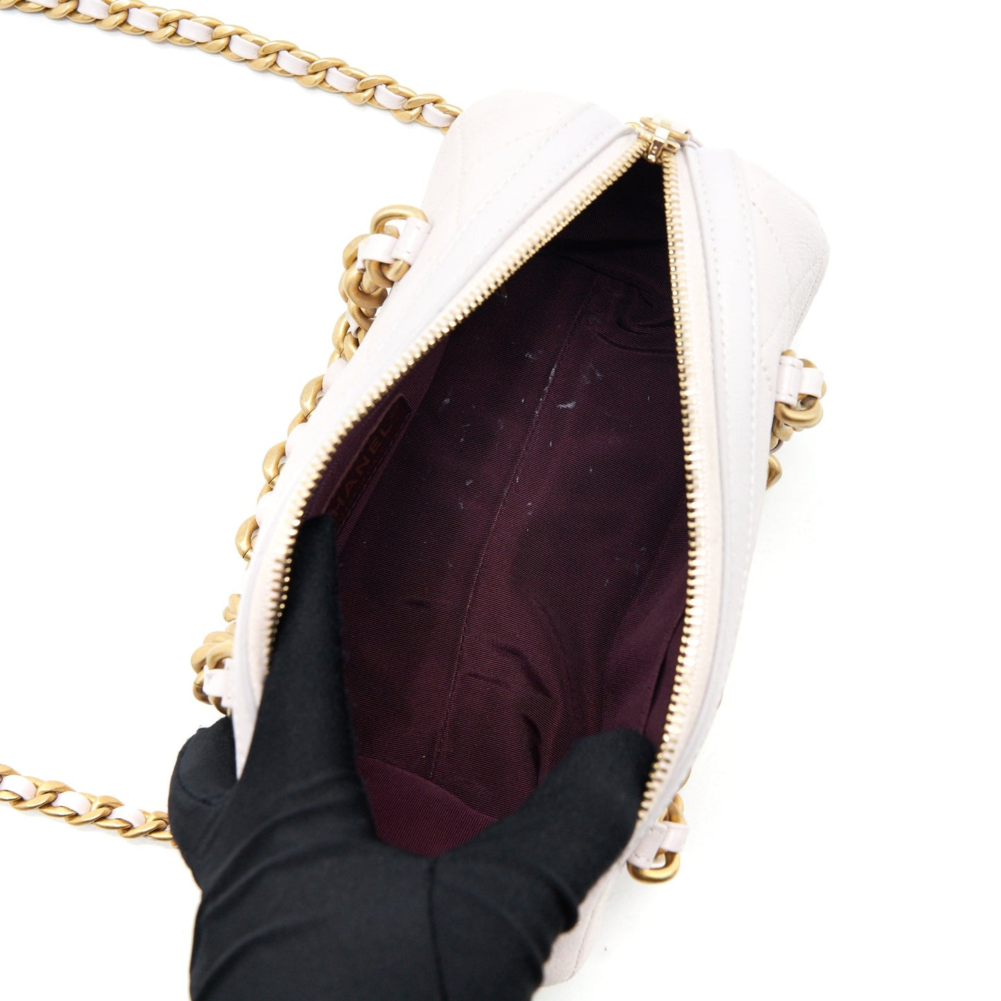 Chanel mini Bowling bag with chain light purple