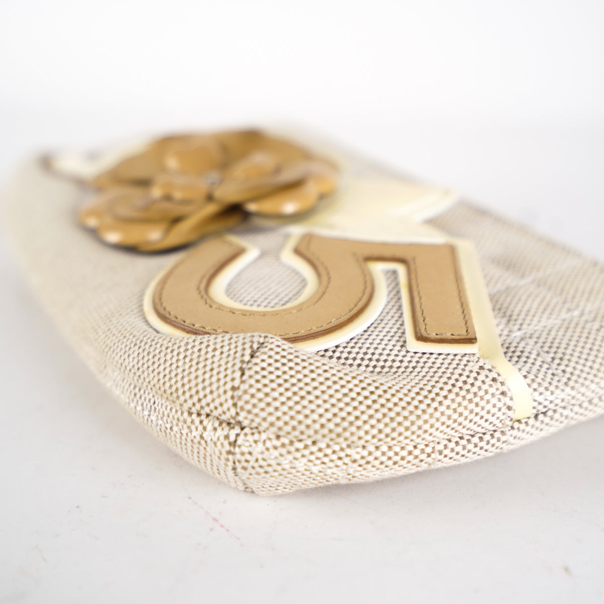 Chanel Camellia No. 5 Chocolate Canvas Pochette