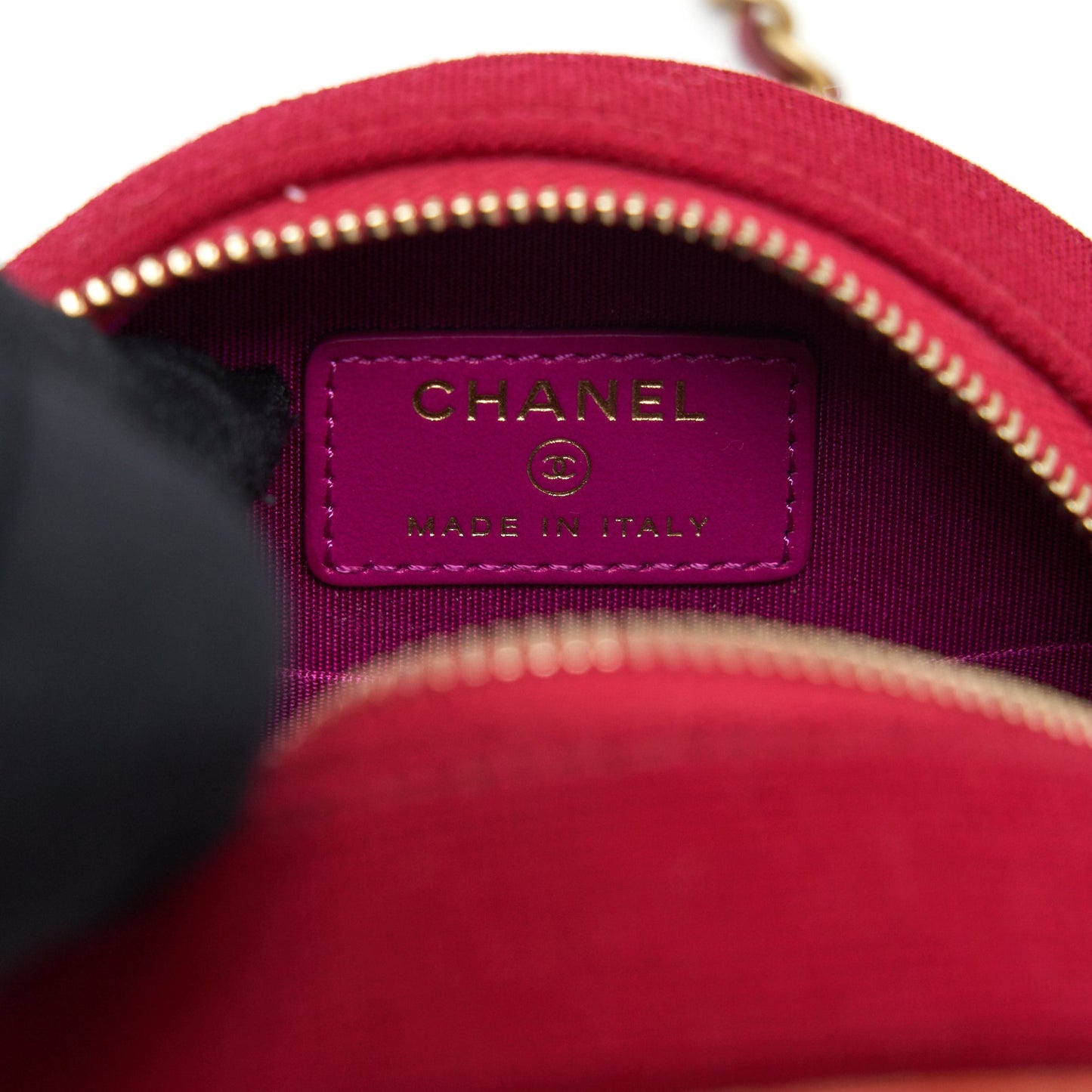 Chanel mini round Vanity with Chain Fabric Multi colour