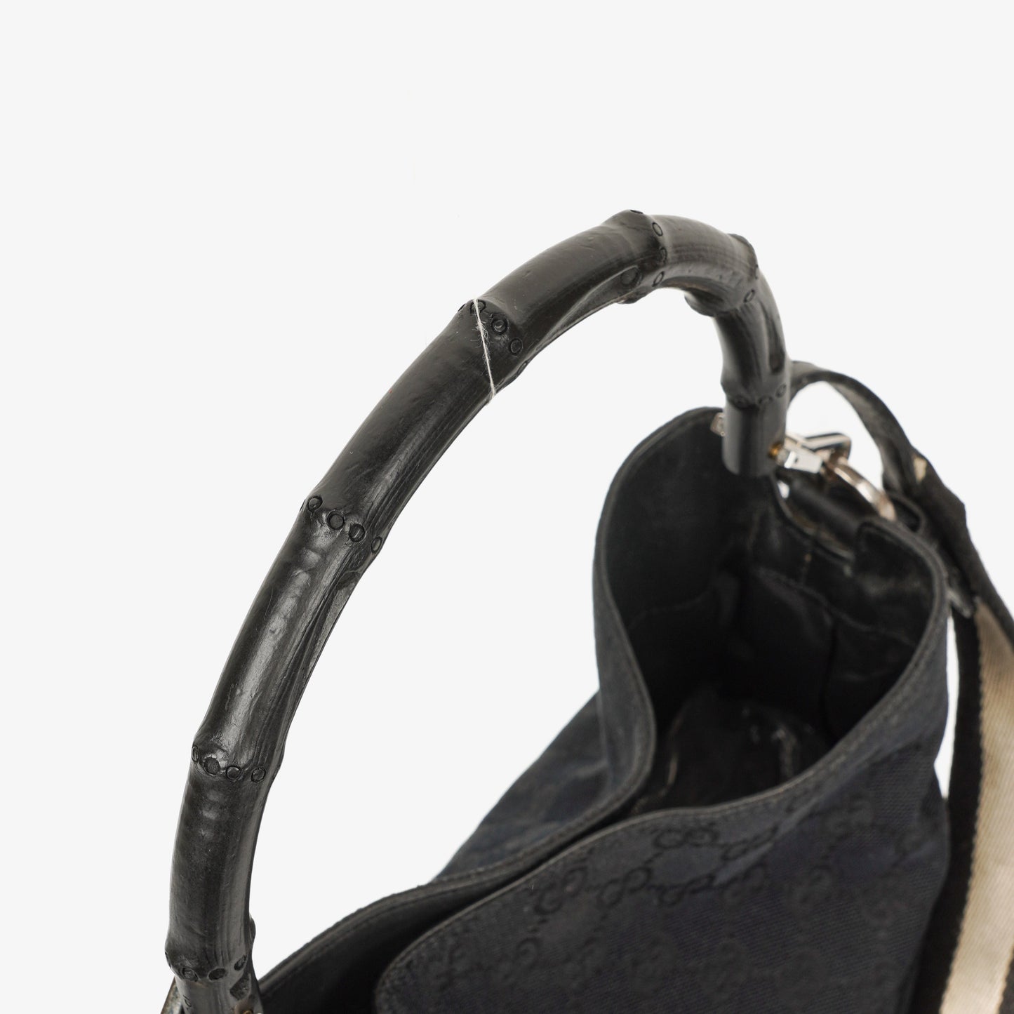 Gucci Bamboo Top Handle GG Canvas and Leather Hobo Bag