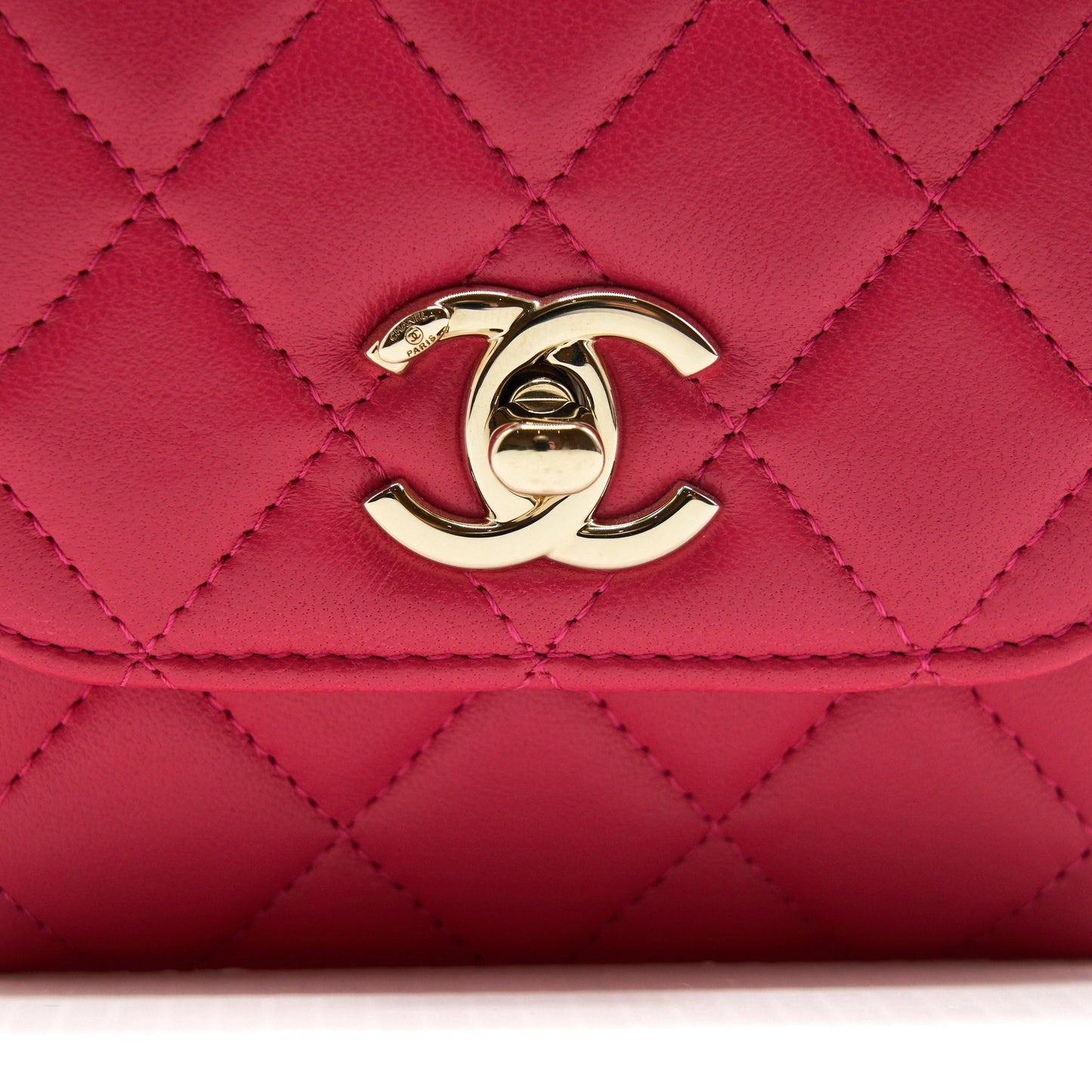 Chanel mini trendy cc chain wallet lambskin hot pink L