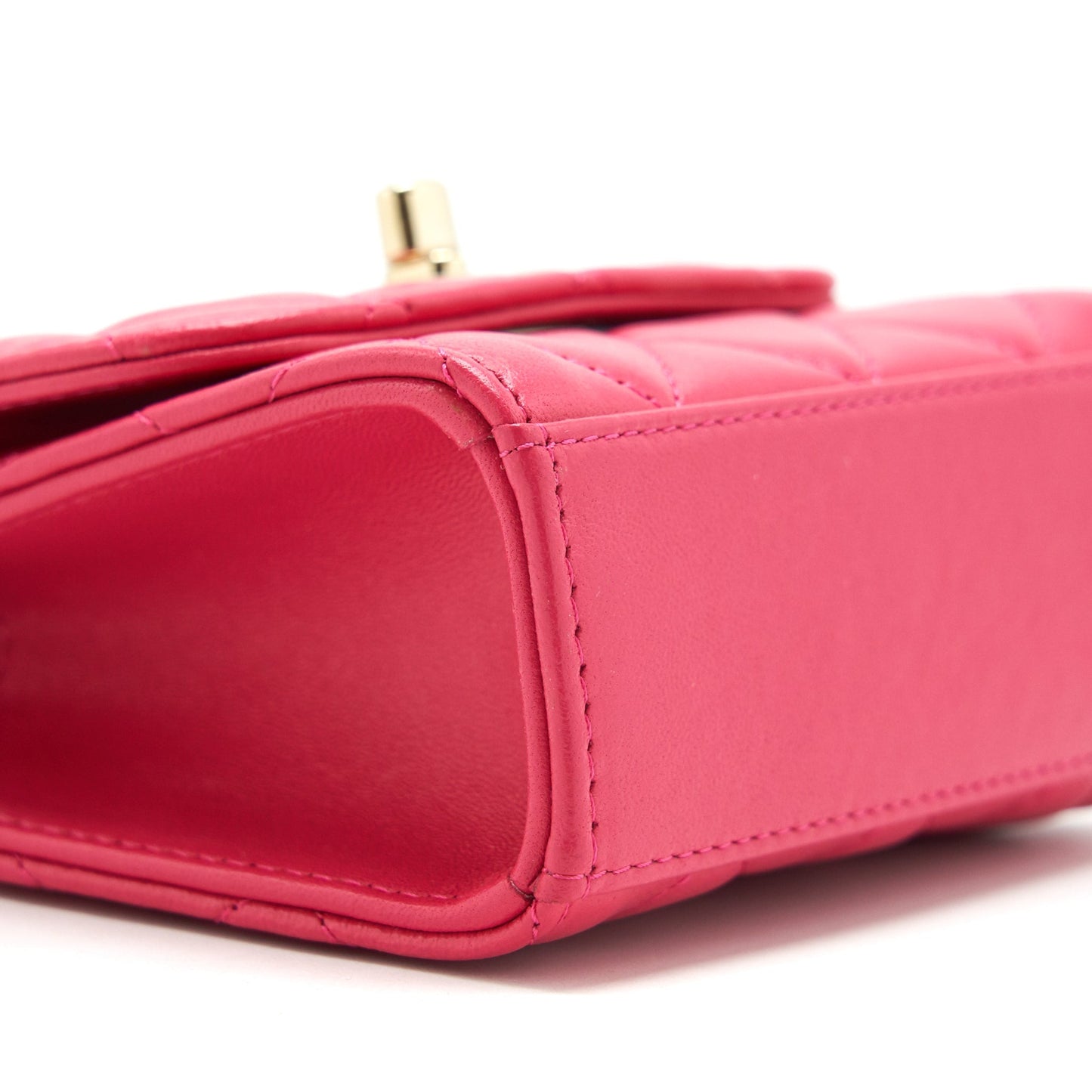 Chanel mini trendy cc chain wallet lambskin hot pink L