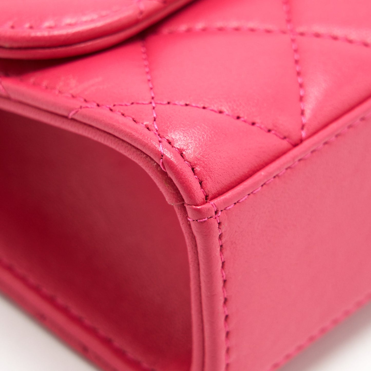 Chanel mini trendy cc chain wallet lambskin hot pink L