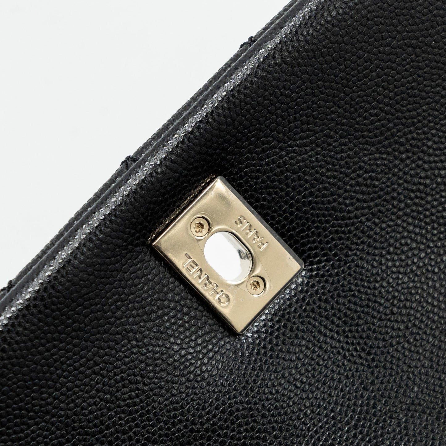Chanel Medium Coco Handle Flap Bag Lizard Embossed Handle Caviar Black L