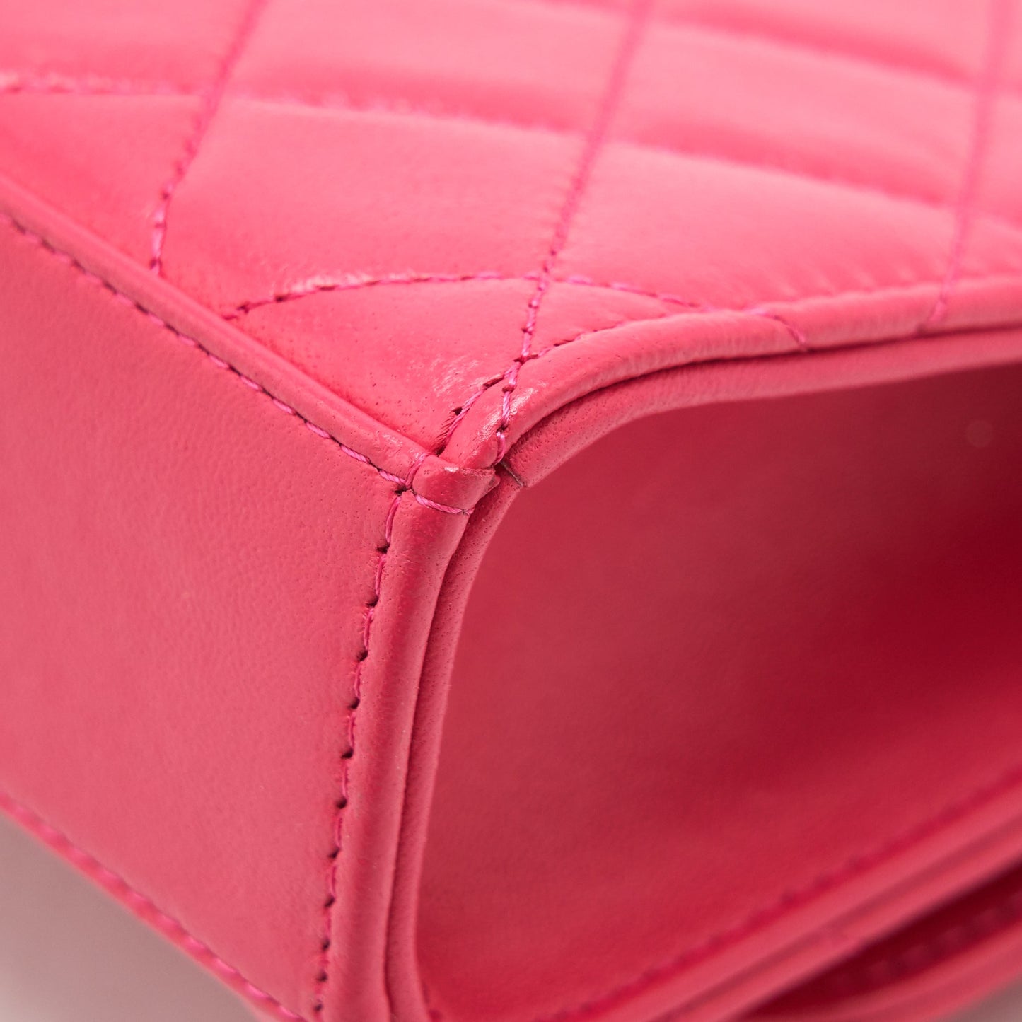 Chanel mini trendy cc chain wallet lambskin hot pink L