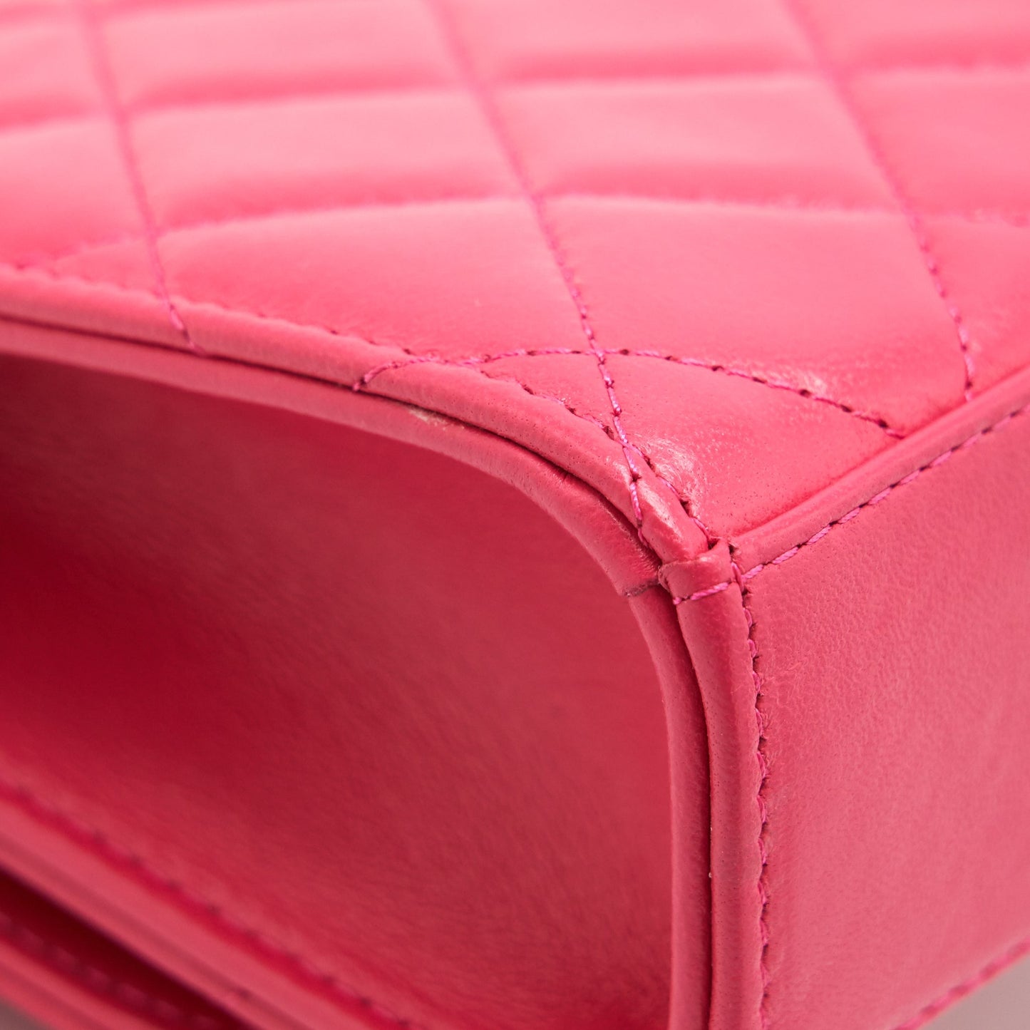 Chanel mini trendy cc chain wallet lambskin hot pink L