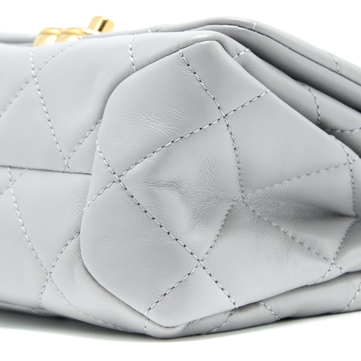 Chanel Quilted Mini Flap Bag Lambskin Light Grey  (Microchip)