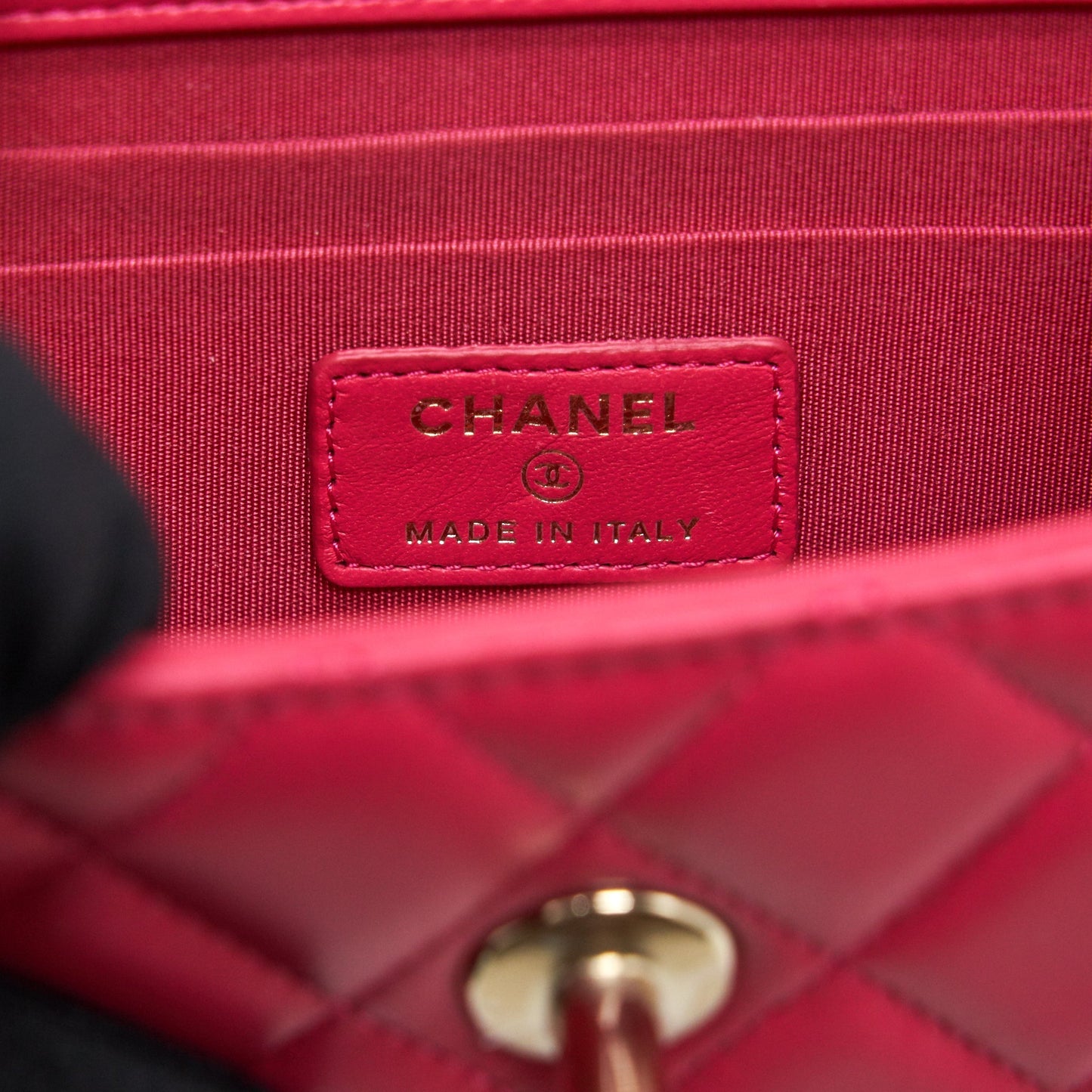 Chanel mini trendy cc chain wallet lambskin hot pink L