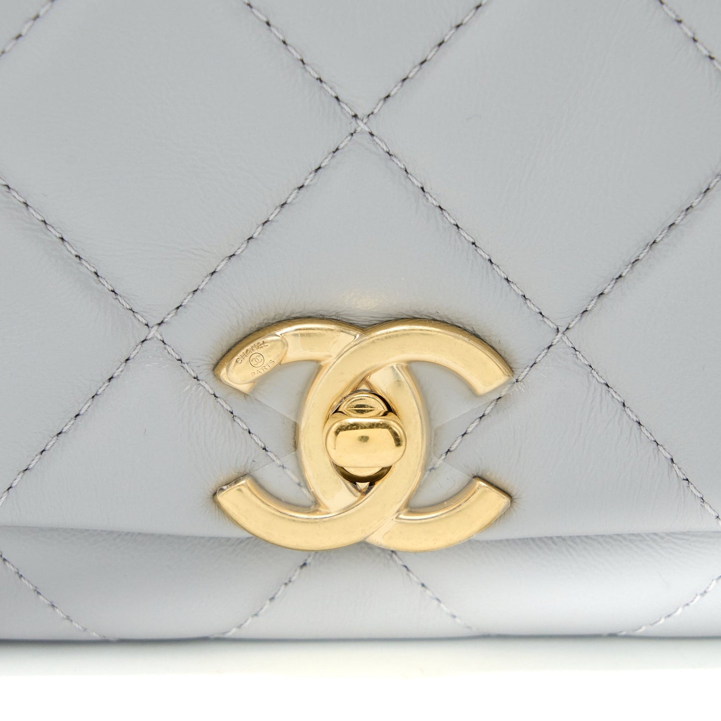 Chanel Quilted Mini Flap Bag Lambskin Light Grey  (Microchip)
