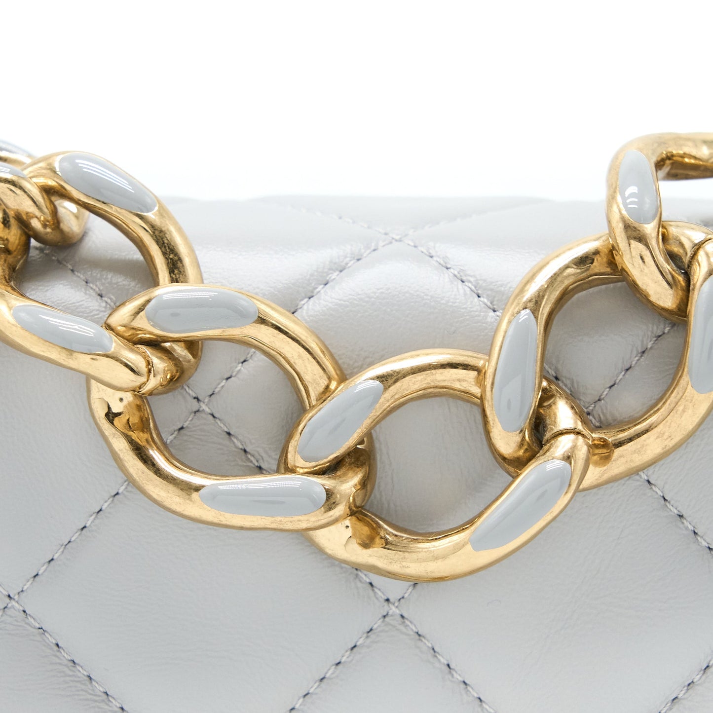 Chanel Quilted Mini Flap Bag Lambskin Light Grey  (Microchip)