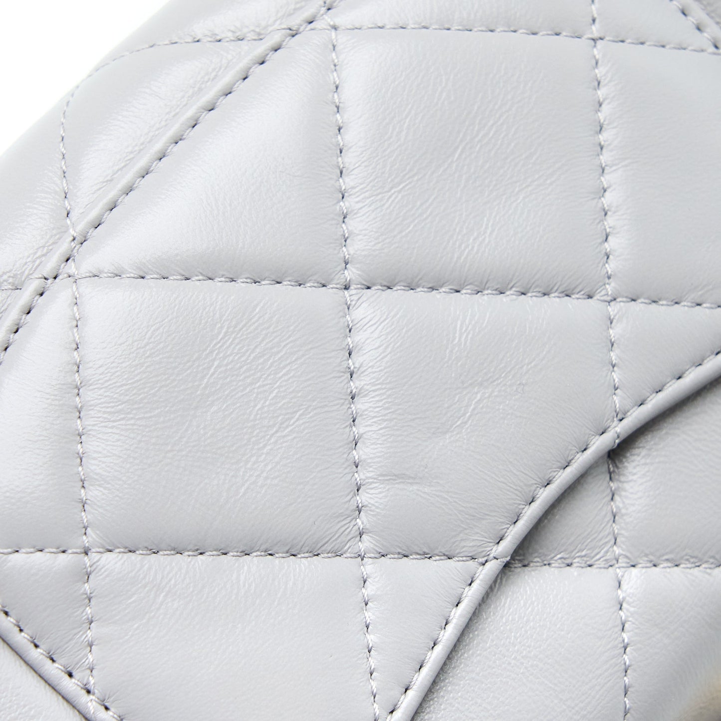 Chanel Quilted Mini Flap Bag Lambskin Light Grey  (Microchip)