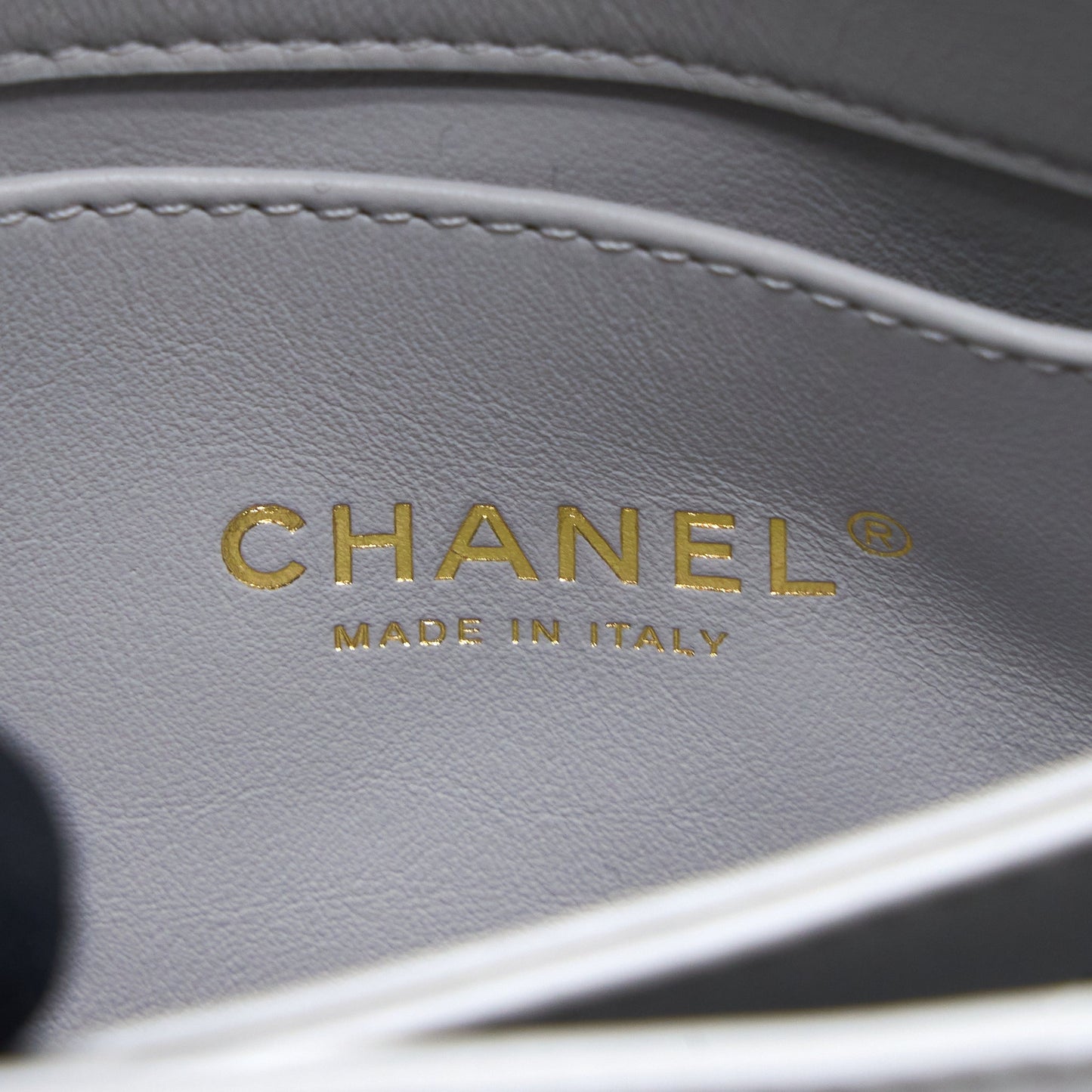 Chanel Quilted Mini Flap Bag Lambskin Light Grey  (Microchip)