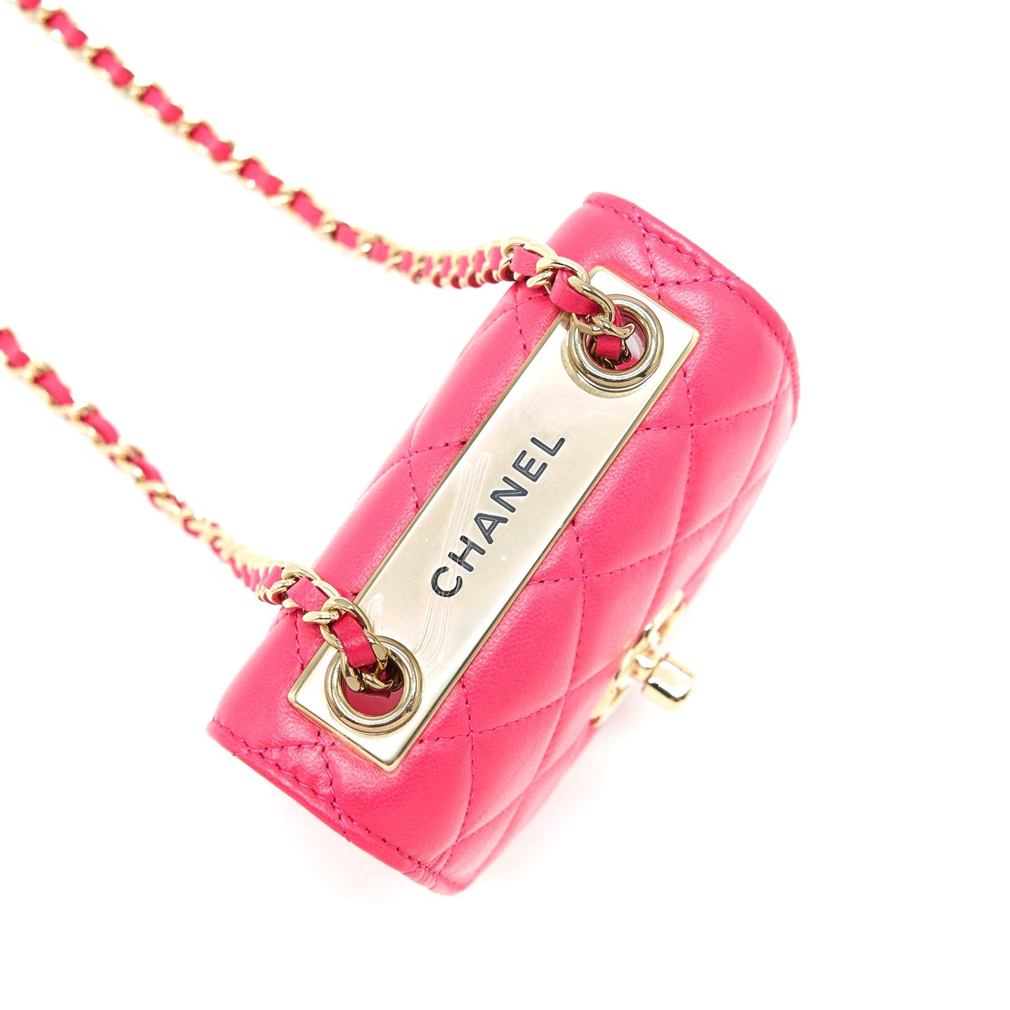 Chanel mini trendy cc chain wallet lambskin hot pink L