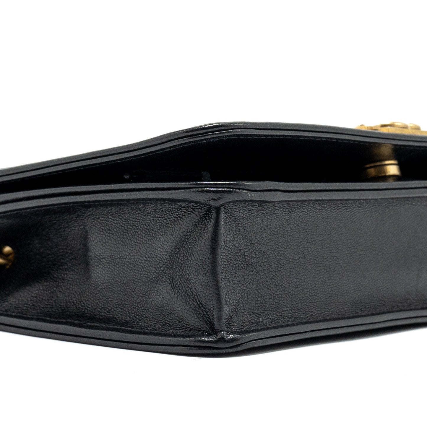 CHANEL Boy Wallet On Chain Lambskin Black Brushed