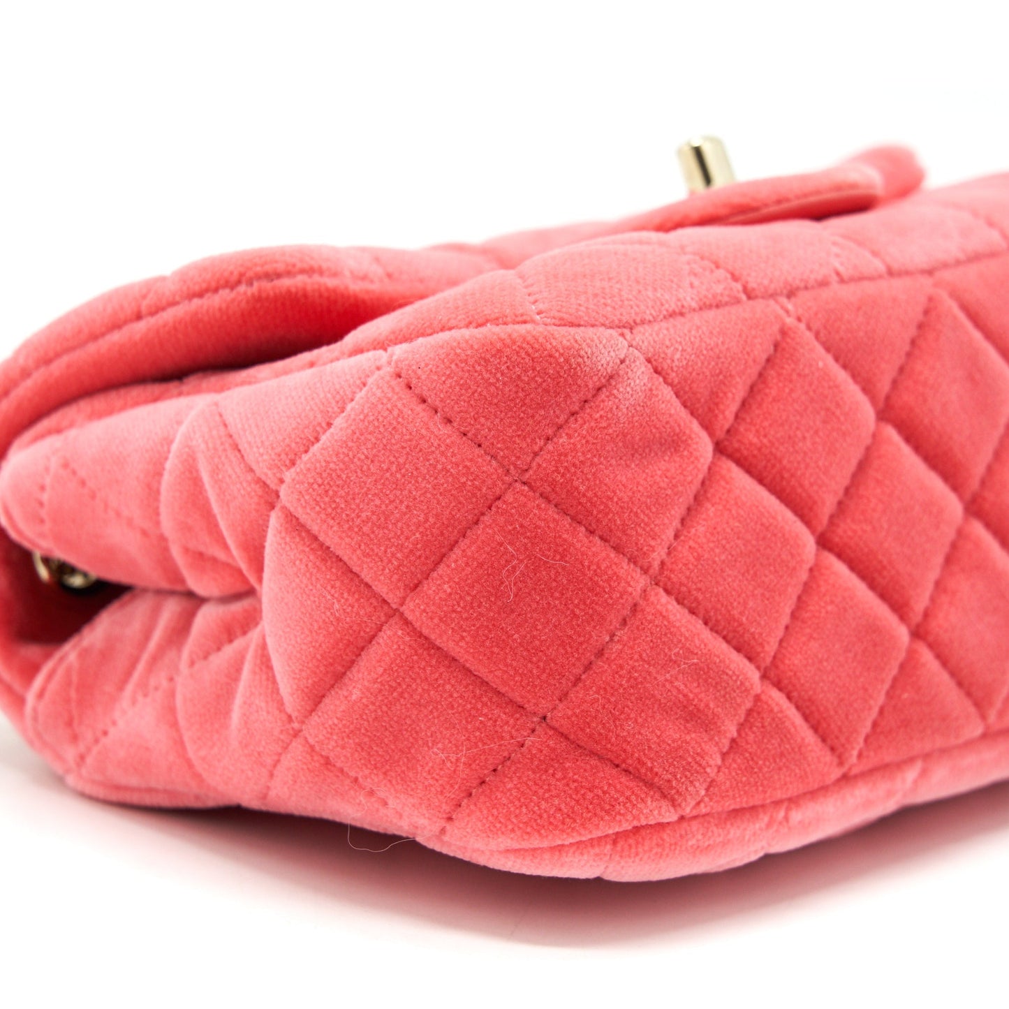 Chanel Pearl Crush Mini Square Flap Bag Velvet Pink