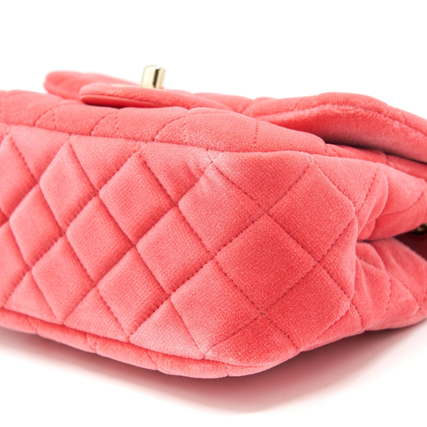 Chanel Pearl Crush Mini Square Flap Bag Velvet Pink