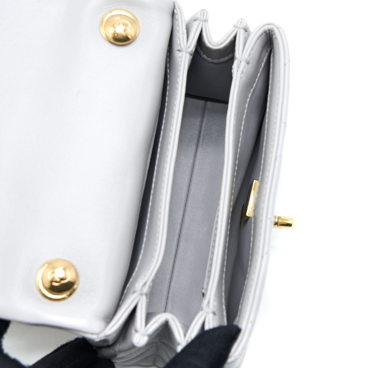 Chanel Quilted Mini Flap Bag Lambskin Light Grey  (Microchip)