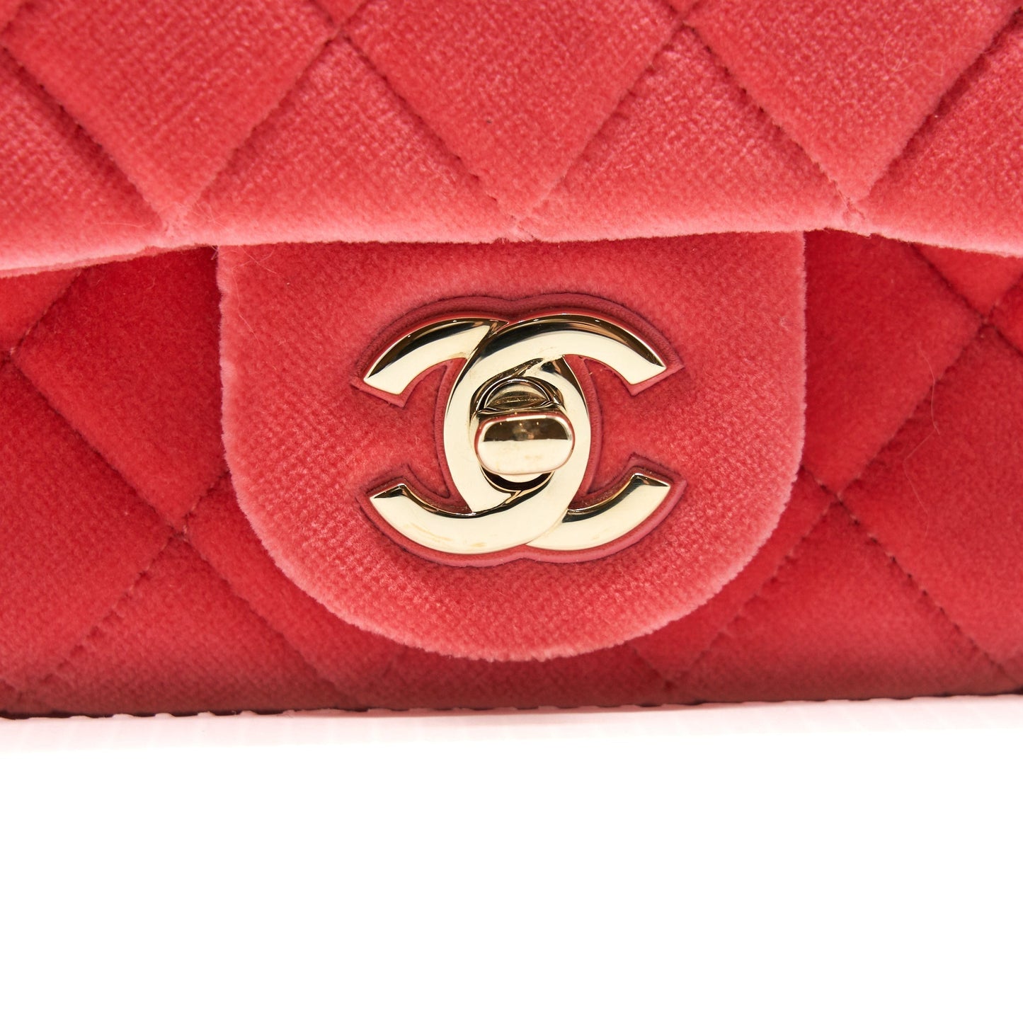 Chanel Pearl Crush Mini Square Flap Bag Velvet Pink