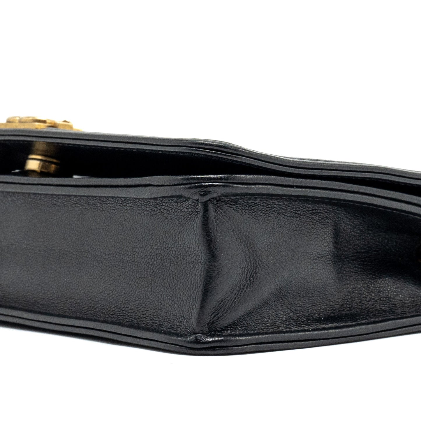 CHANEL Boy Wallet On Chain Lambskin Black Brushed