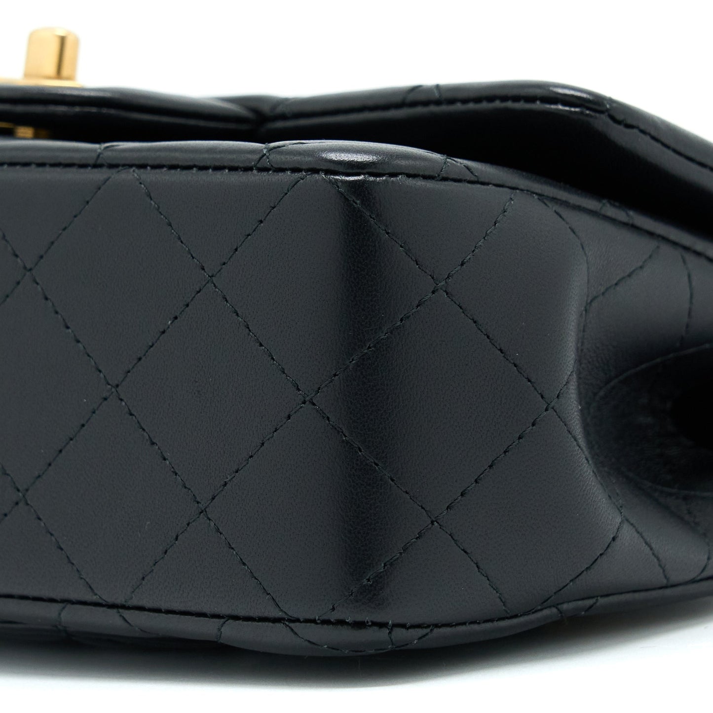 Chanel 21K Top Handle Mini Rectangular Flap Bag Lambskin Black Brushed (Microchip)