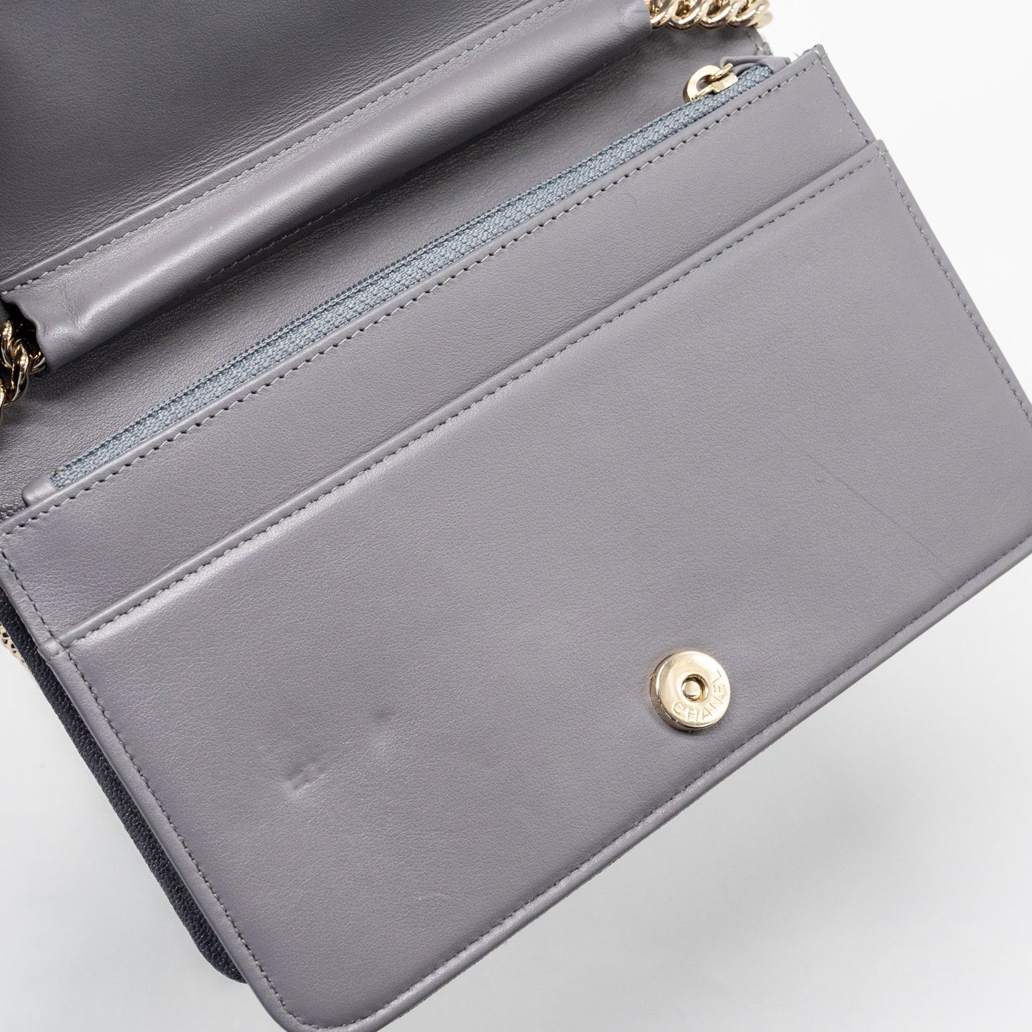 Chanel Boy Wallet on Chain caviar grey L