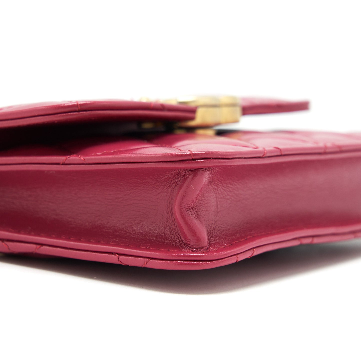 Chanel 21A Gold crush mini flap bag with chain calfskin raspberry pink