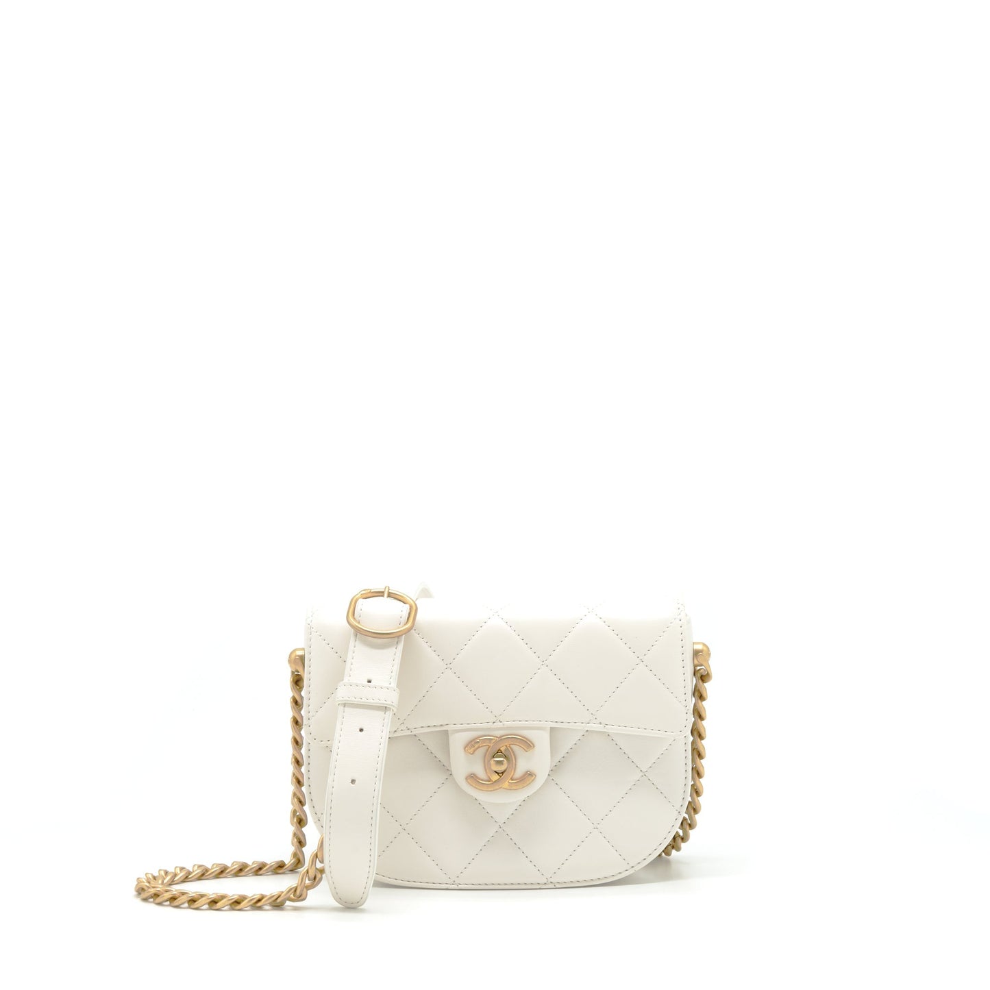 Chanel Seasonal Flap Crossbody Bag Lambskin Cream