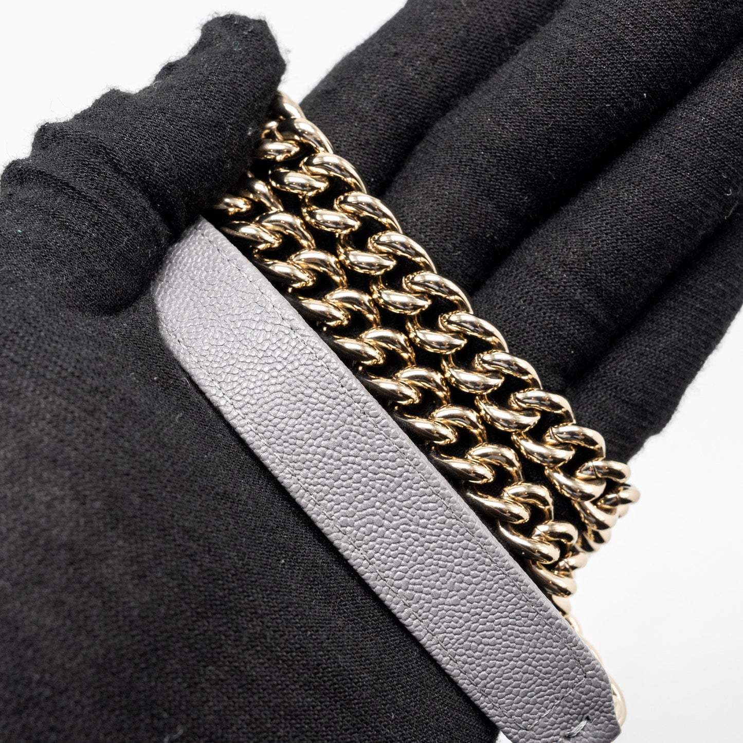 Chanel Boy Wallet on Chain caviar grey L