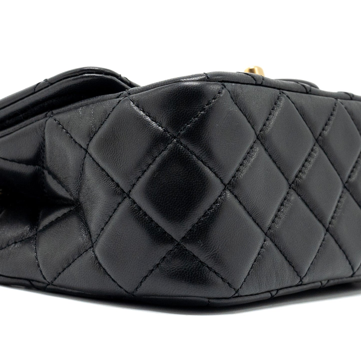 Chanel Pearl Crush Mini Square Lambskin Black  (Microchip)