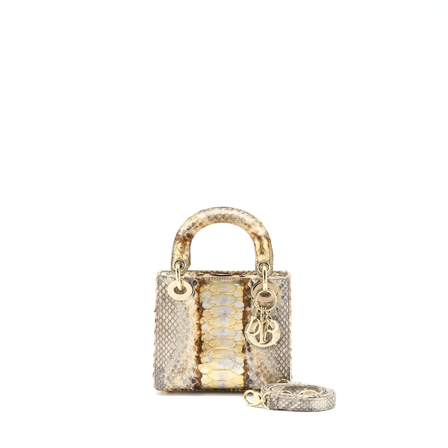 Dior Mini Lady Dior Python Gold/Beige