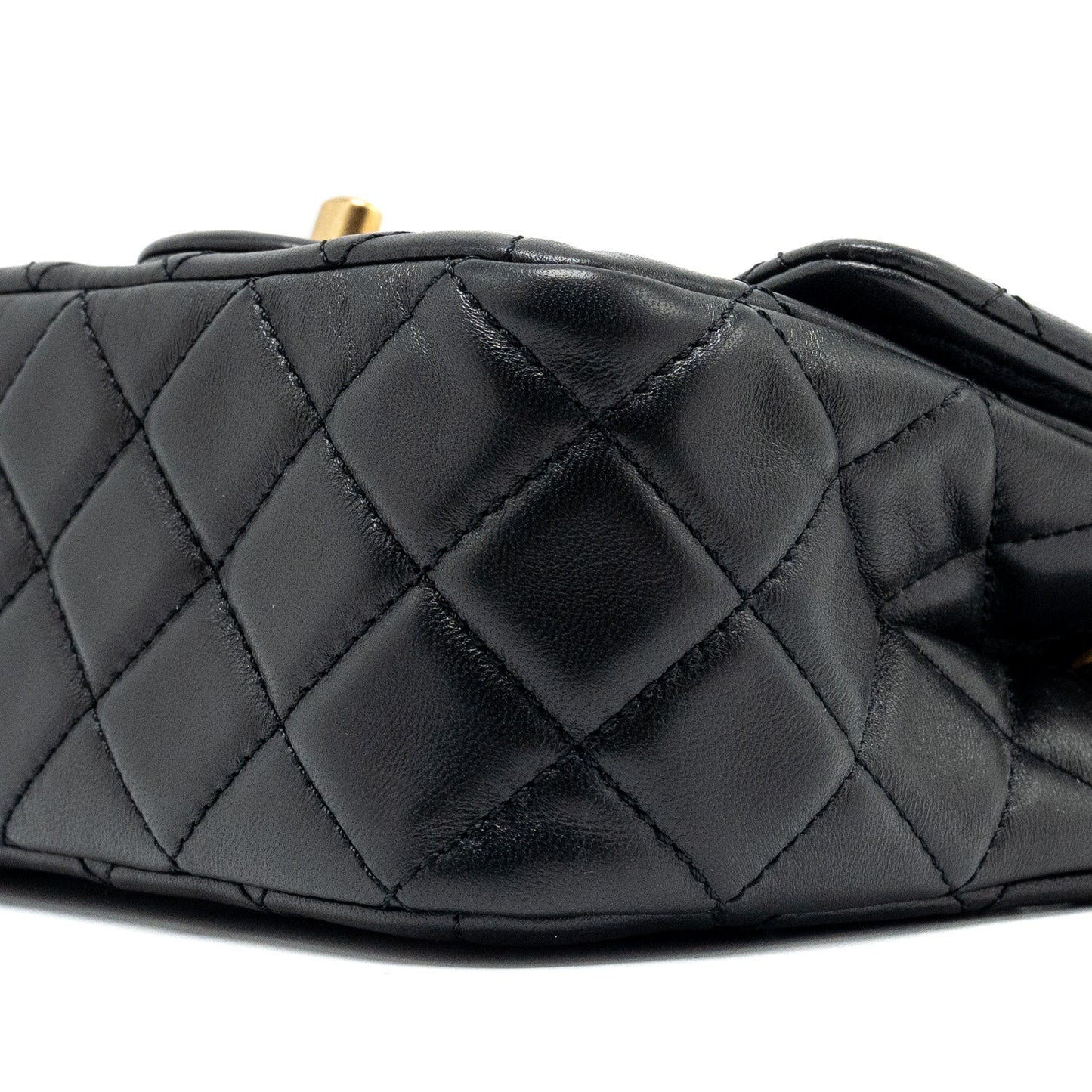 Chanel Pearl Crush Mini Square Lambskin Black  (Microchip)